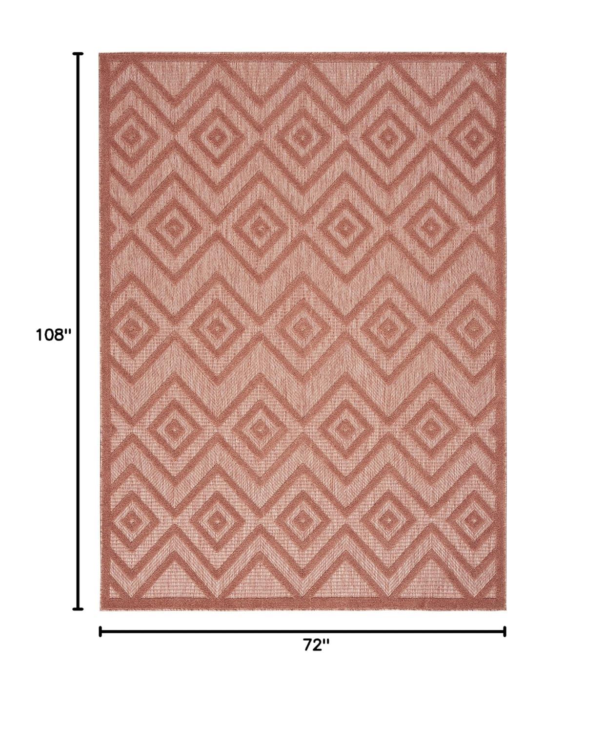Nourison Versatile Diamond Geometric Flatweave Indoor Outdoor Area Rug Coral/Orange 6' x 9'