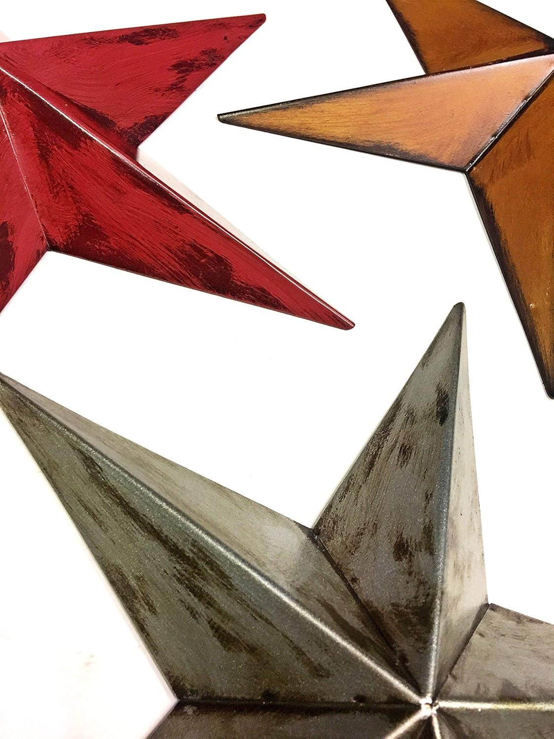 Metal Indoor Outdoor Star Multi Colored Wall Decor Set (Set of 3)