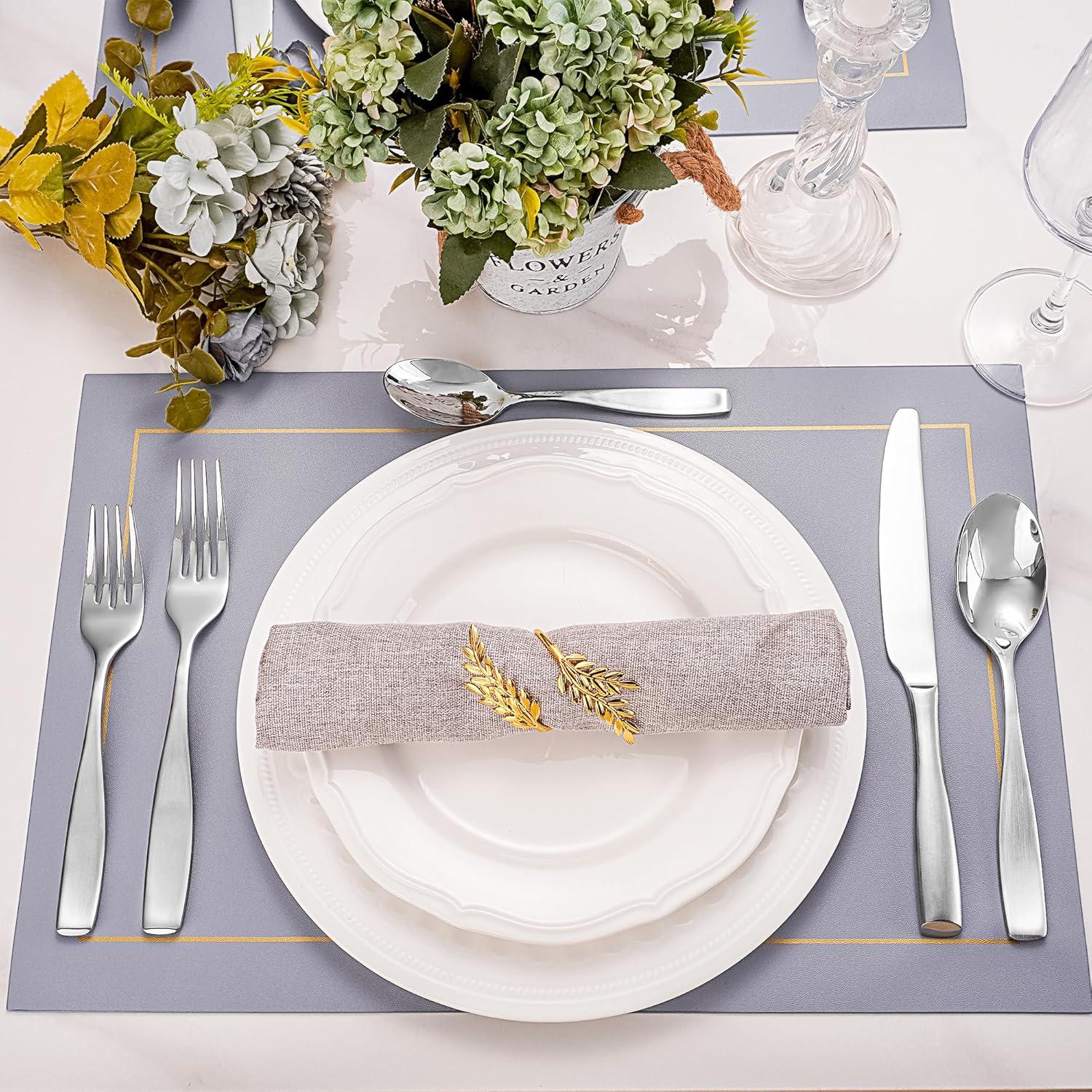 Hokku Designs Flatware Service for 12, 65 Piece Set, 18/10 Stainless Steel Silverware Set