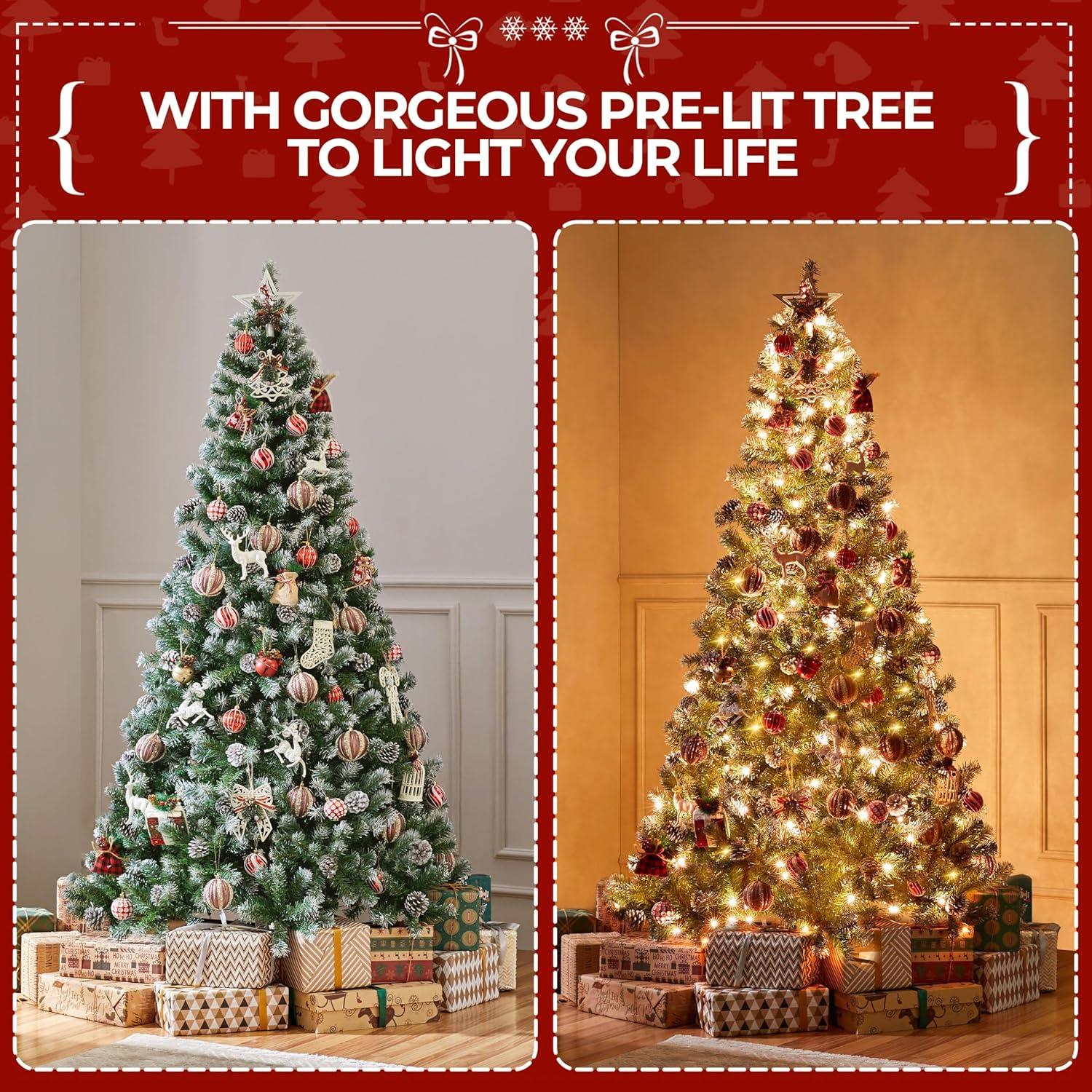 Pinecone-decorated Frosted Artificial Christmas Tree