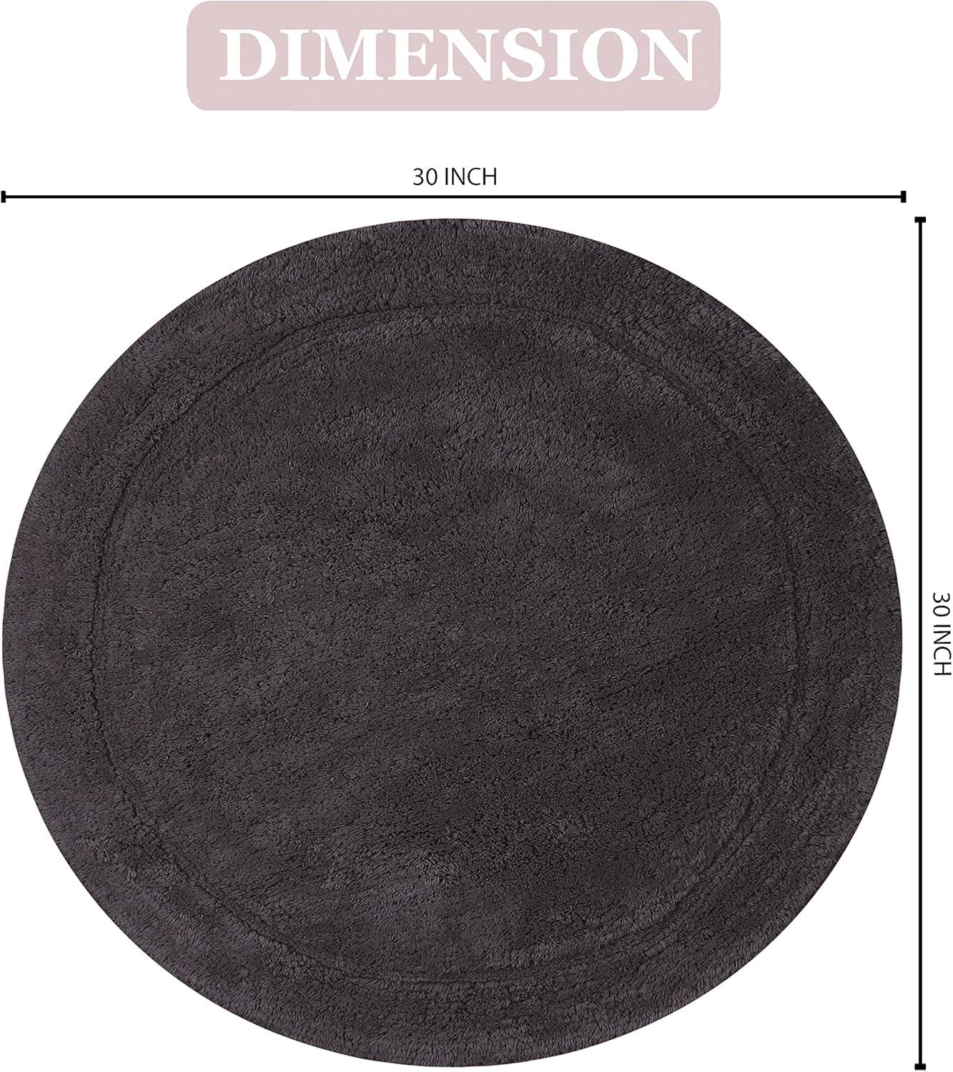 Waterford Luxury 30" Round Plush Gray Cotton Bath Rug