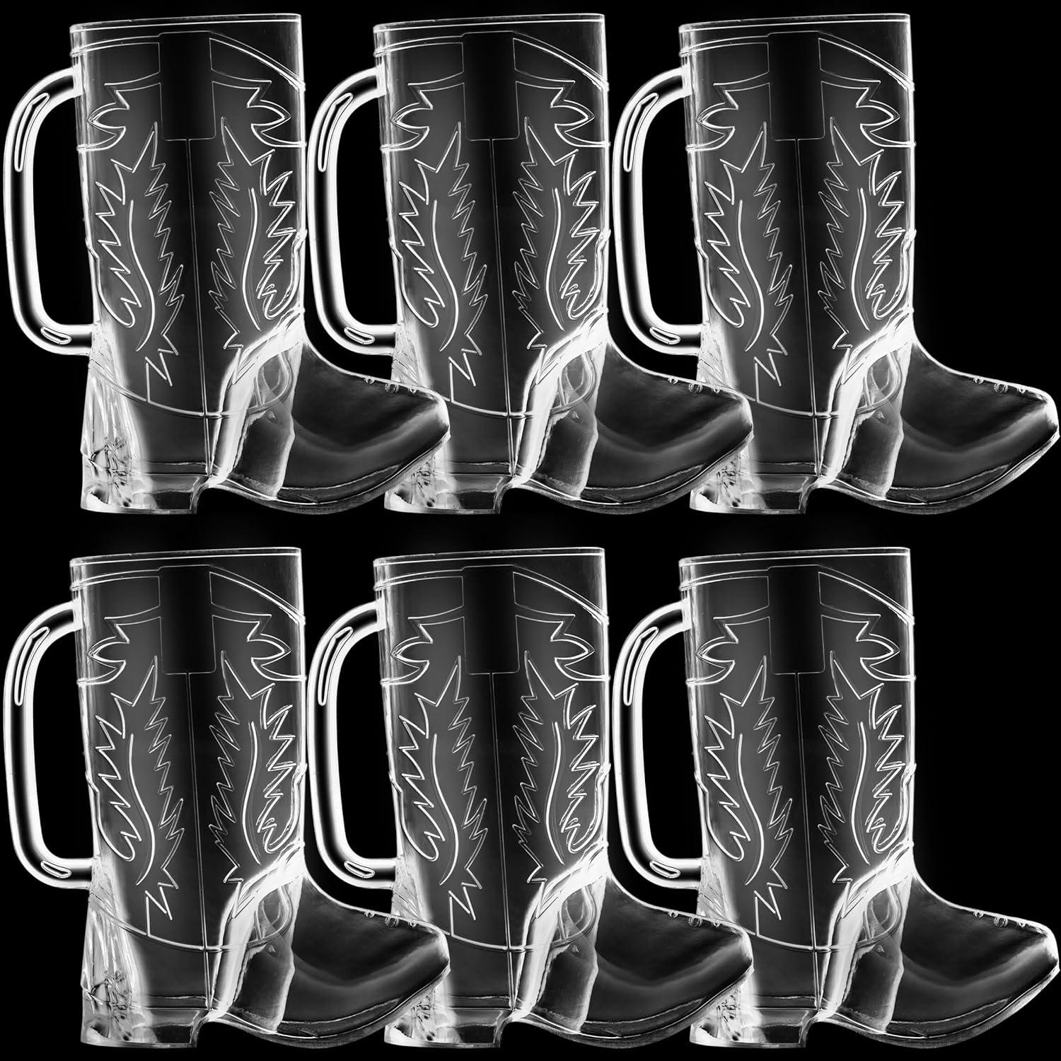 JoyServe 17 Oz Cowboy Boot Mug with Handle Western Themed Cup Party Decorations, 6-Pack