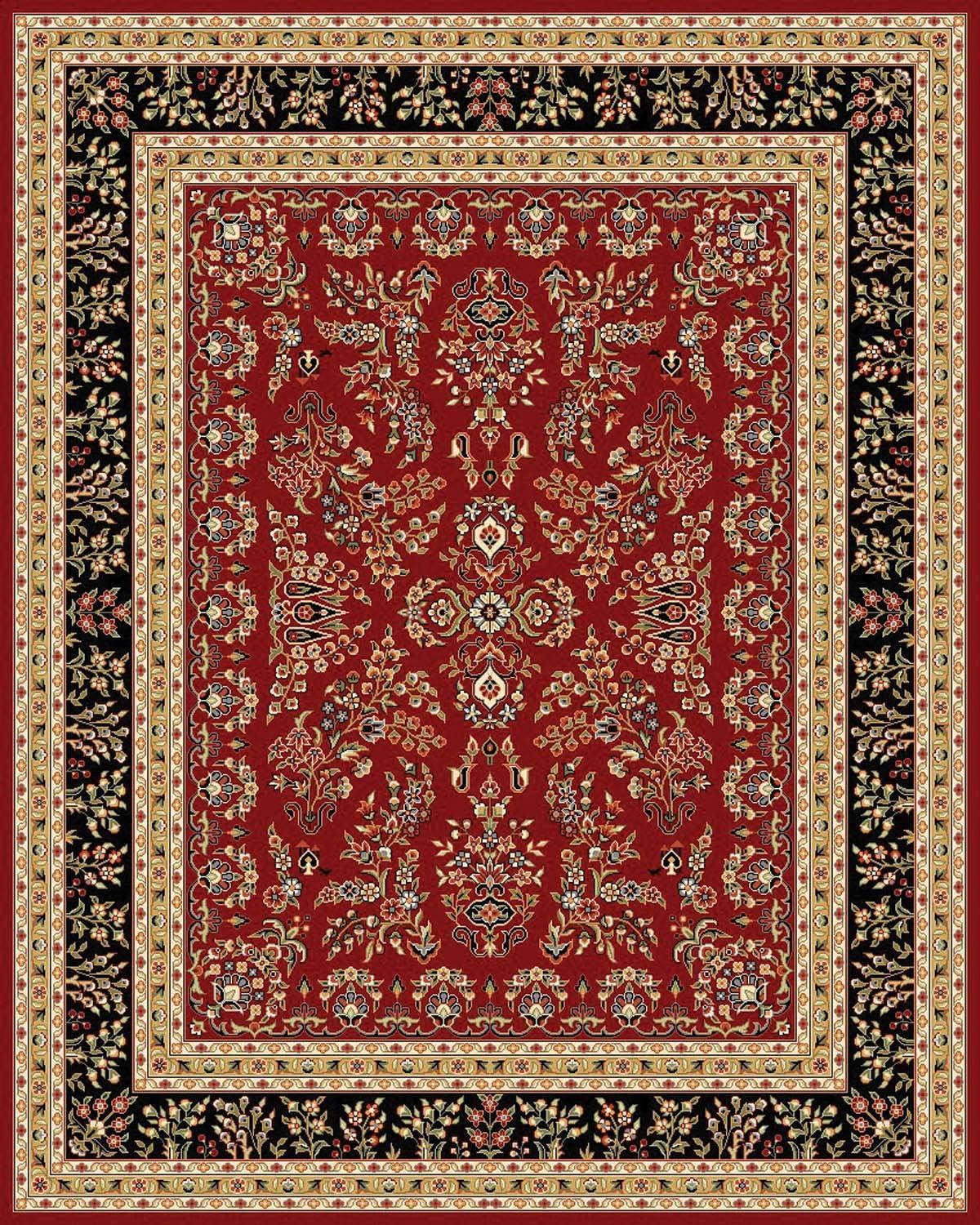 SAFAVIEH Lyndhurst Isadora Traditional Bordered Area Rug, Red/Black, 9' x 12'