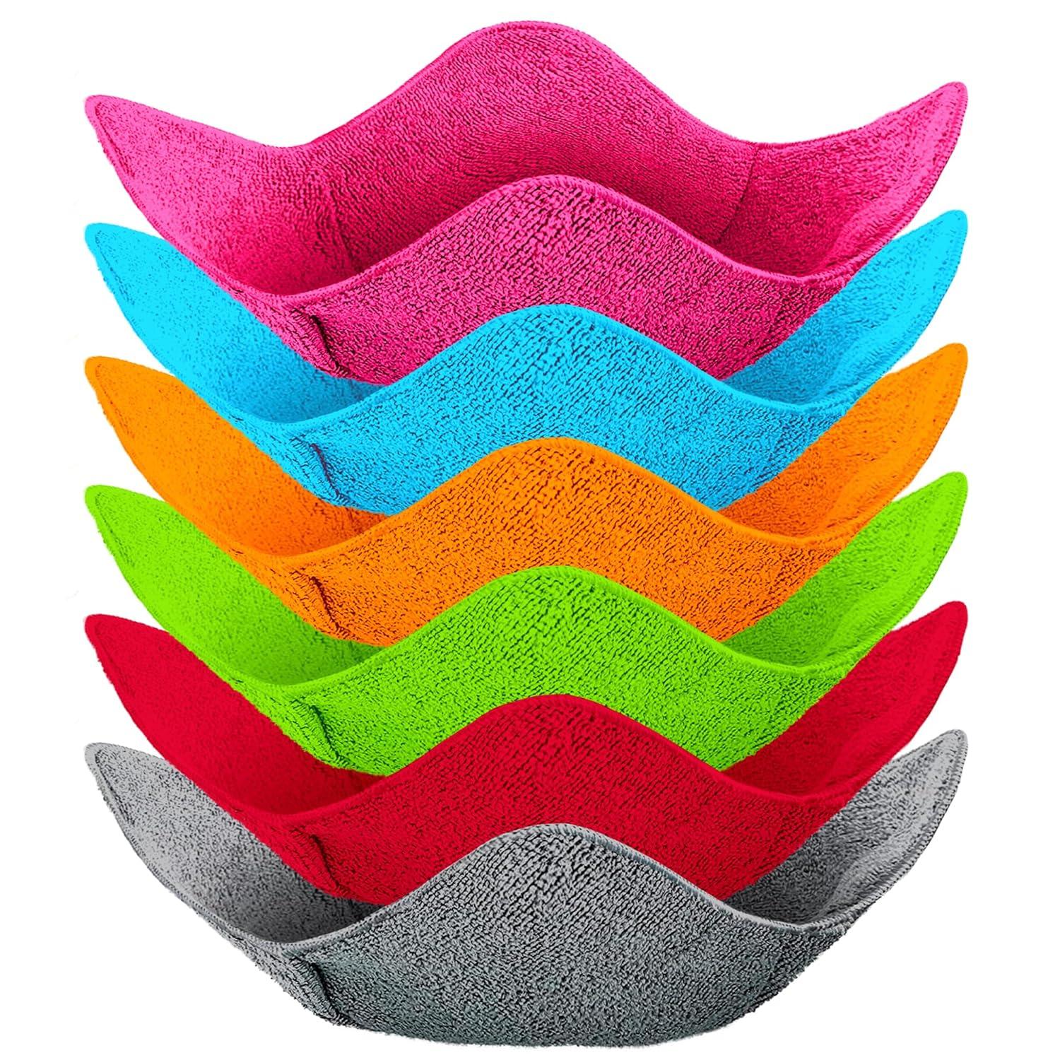SHILA Bowl Snuggies, Multicolor Set of 5 Microwave-Safe Hot Bowl Holders to Keep Your Hands Cool and Your Food Warm, Polyester & Sponge Heat Resistant Dish Pads for Soup, Rice and Pasta
