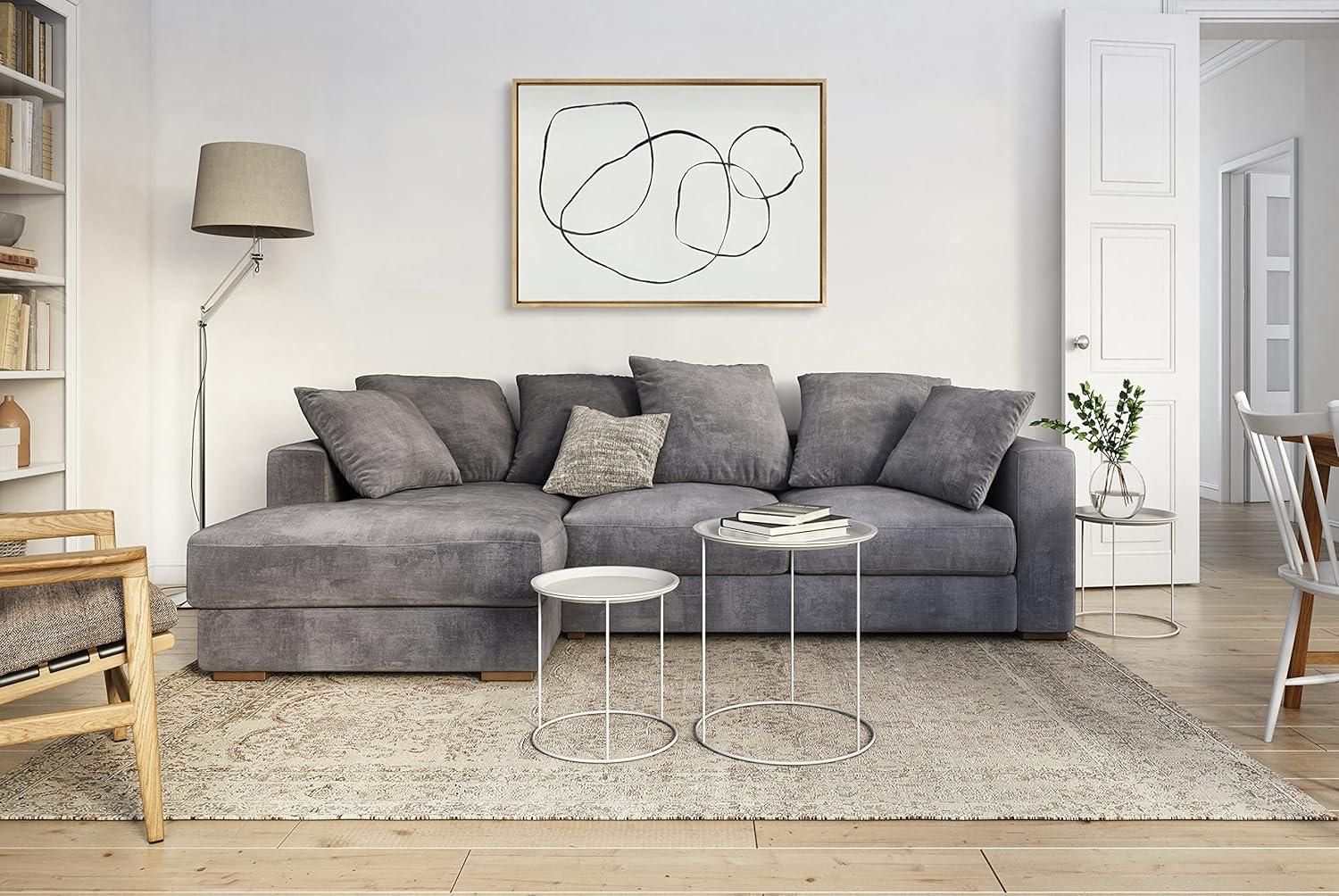 28" x 38" Sylvie 869 Going in Circles Framed Canvas by Teju Reval of SnazzyHues Gold: Modern Wall Art