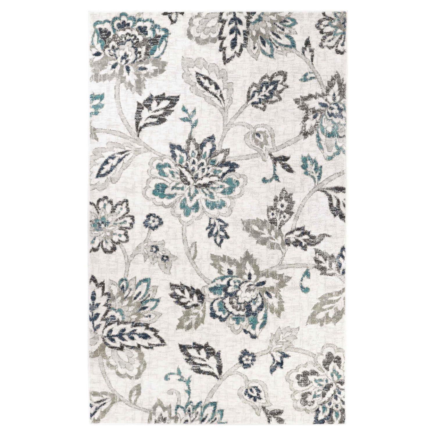 Superior Jacobean Floral Indoor Area Rug, 4' x 6', Deep Royal