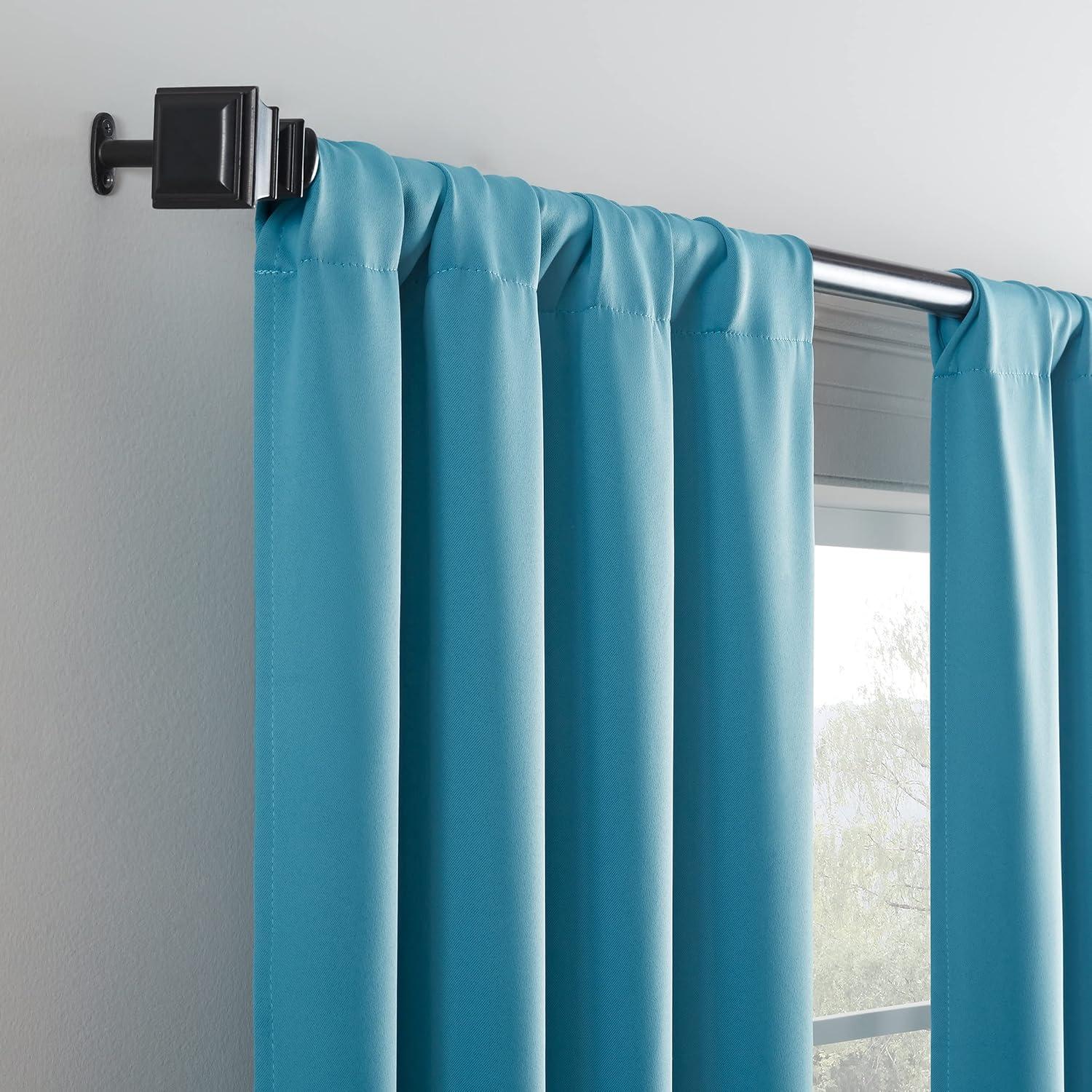 Eclipse Darrell Blackout Rod Pocket Window Curtain Panel, Sky Blue, 37x95