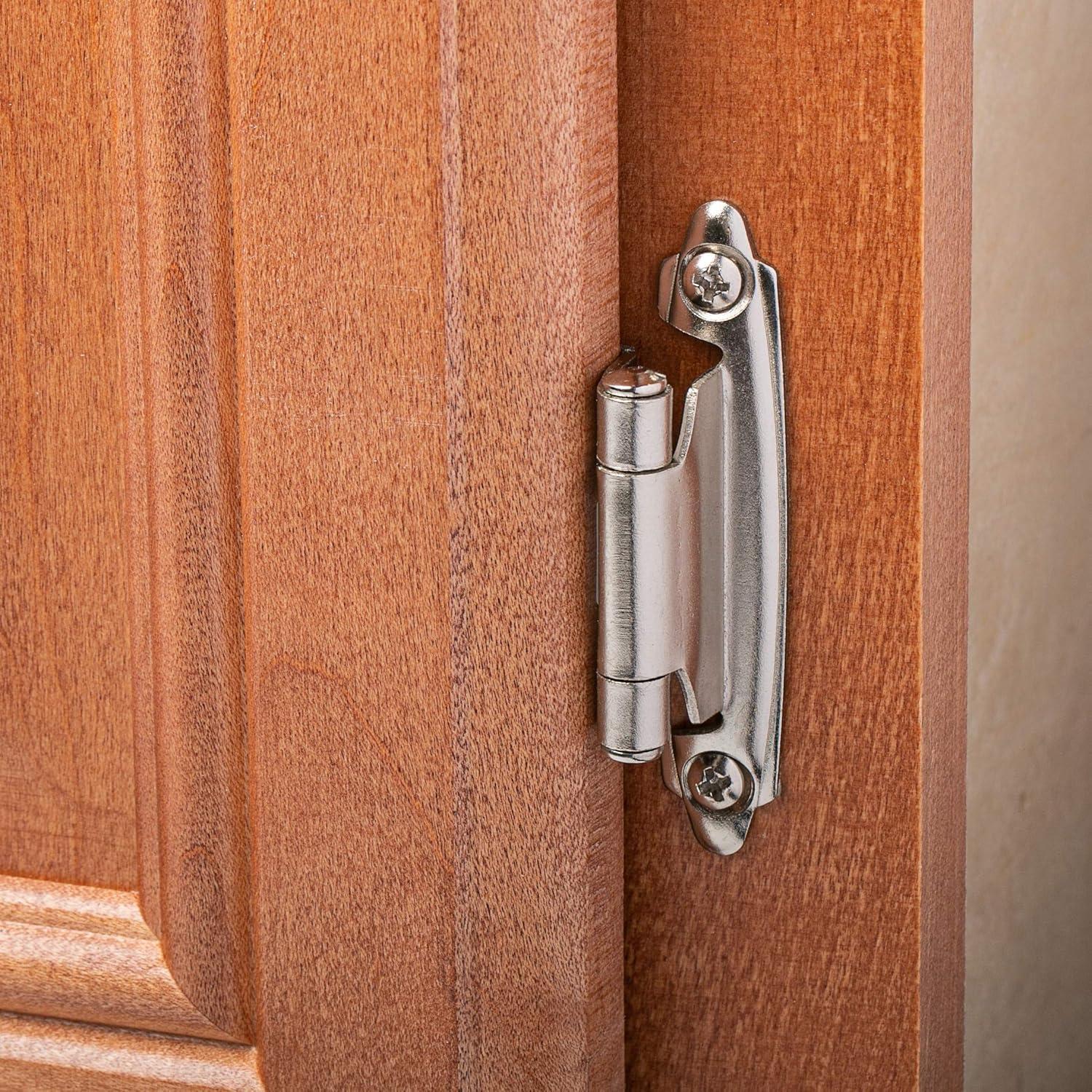 Brushed Nickel Self-Closing Cabinet Hinges with Screws