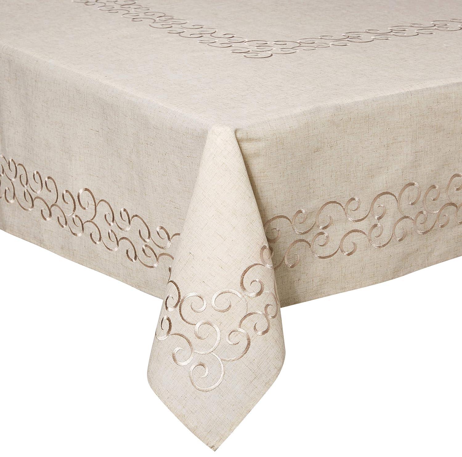 Saro Lifestyle Delicate Embroidered Design Tablecloth