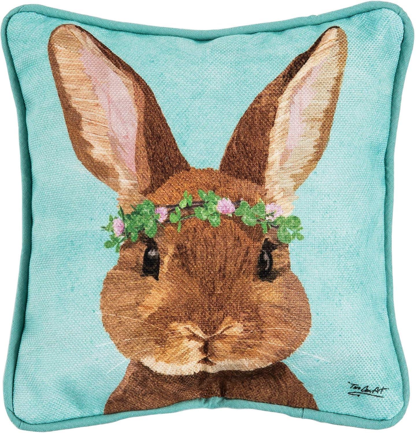 C&F Home 8" x 8" Clover Easter Spring Themed Bunny Spring Small/Petite Printed Accent Throw Pillow