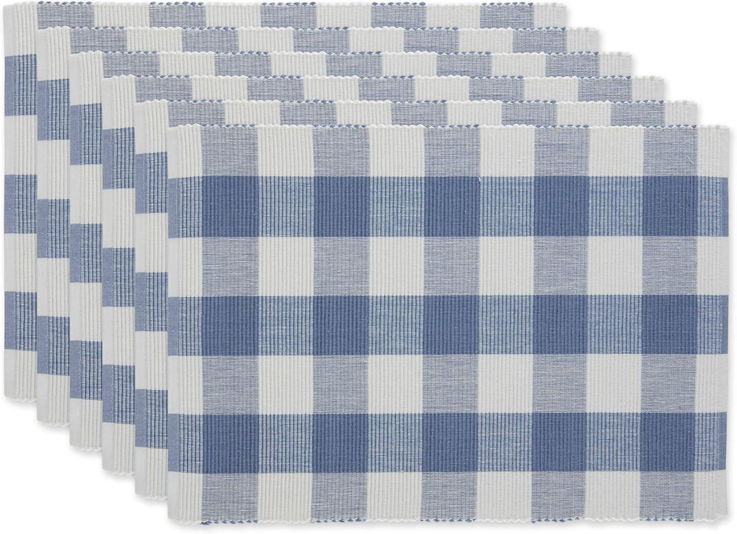 DII Stonewash Blue Buffalo Check Ribbed Placemat (Set of 6)