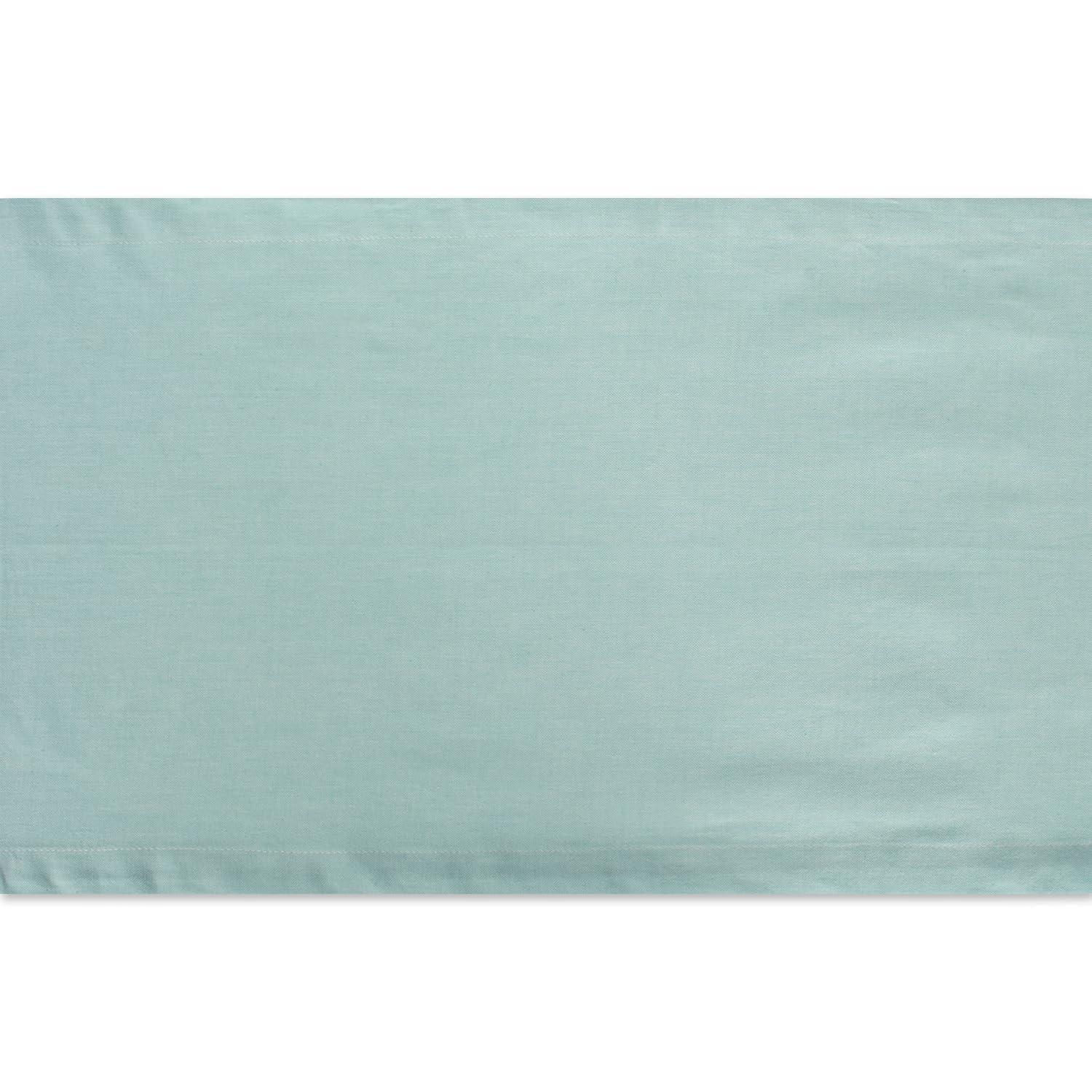 AQUA SOLID CHAMBRAY TABLE RUNNER 14x72