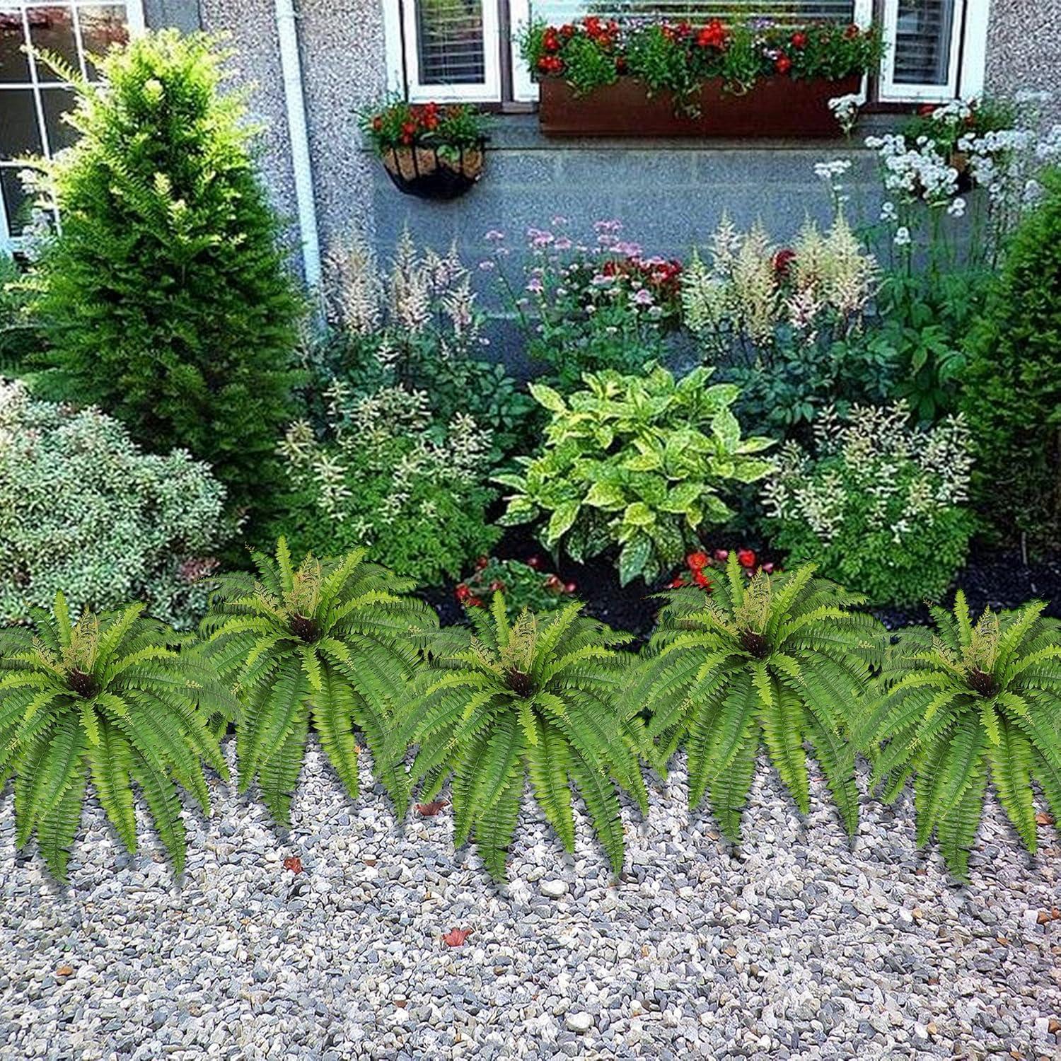 Artificial Ferns for Outdoors & Indoors, 40in Large Faux Ferns 39 Fronds Fake Boston Fern Plant for Planter Garden Porch Entrance Home Windowsill Yards Farmhouse Decoraction