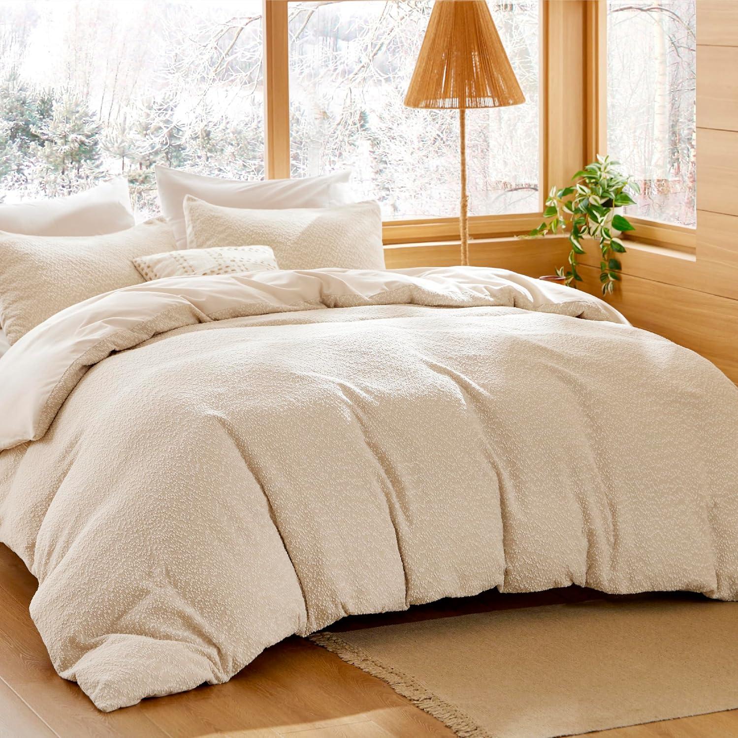 Bedsure | 3Pcs Tufted Boho Farmhouse Shabby Chic Embroidery Comforter Set