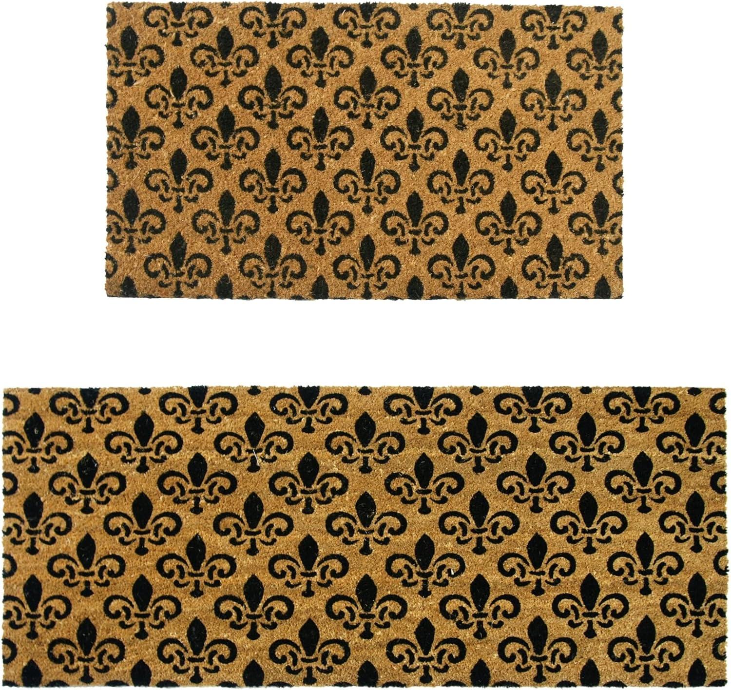 Rubber-Cal "Fleur de Lis Pattern" Doormat Kit - 18" x 30", 24" x 57" - 2 Door Mats