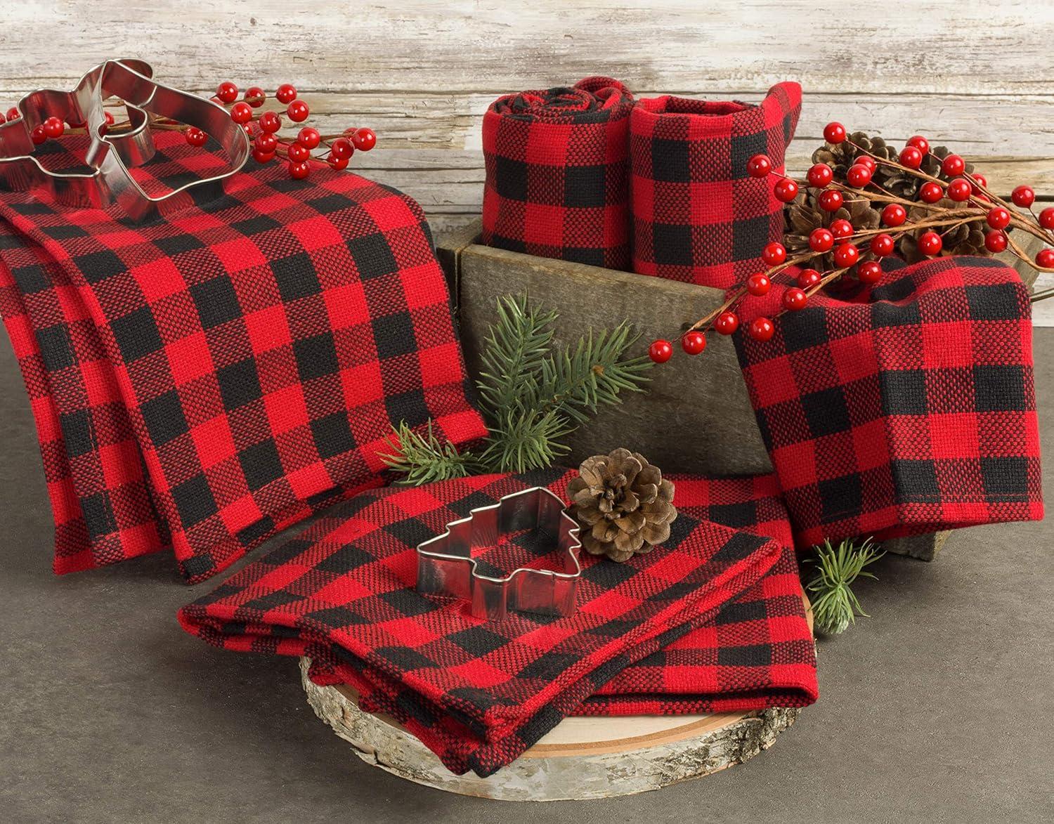 Tango Red Logger Check Dishtowel & Dishcloth (Set of 6)