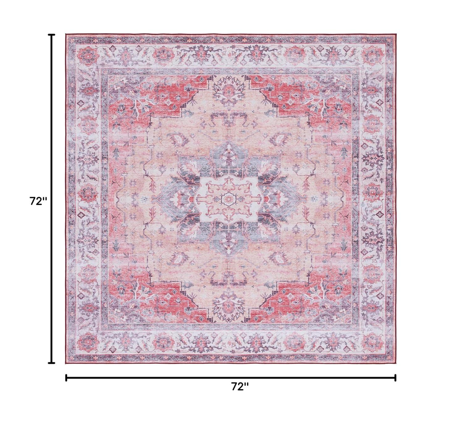 Tucson TSN163 Power Loomed Machine Washable Area Rug - Rust/Beige - 6'x6' - Safavieh.