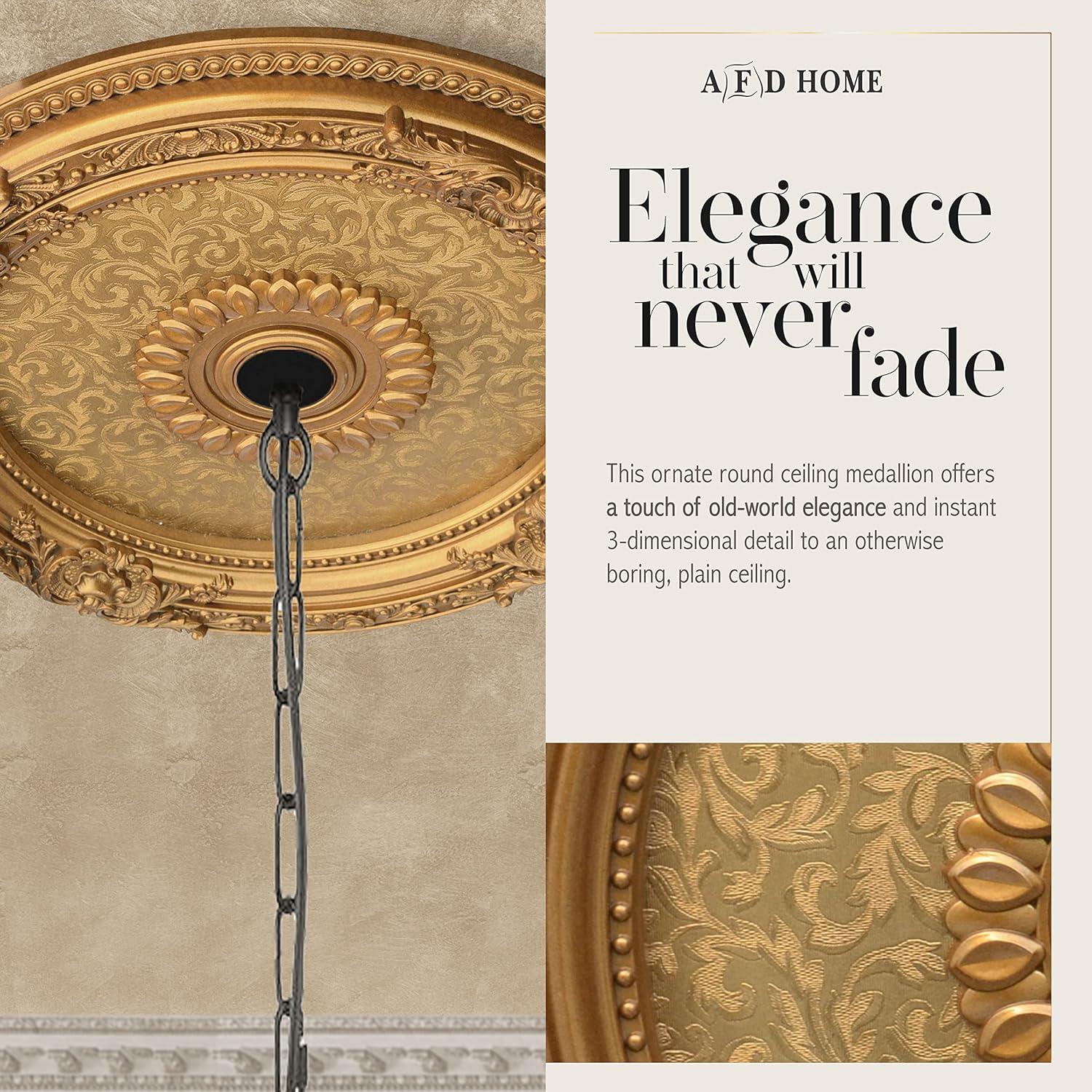 AFD Home 12020503 36 in. Round Chandelier Ceiling Medallion - Gold