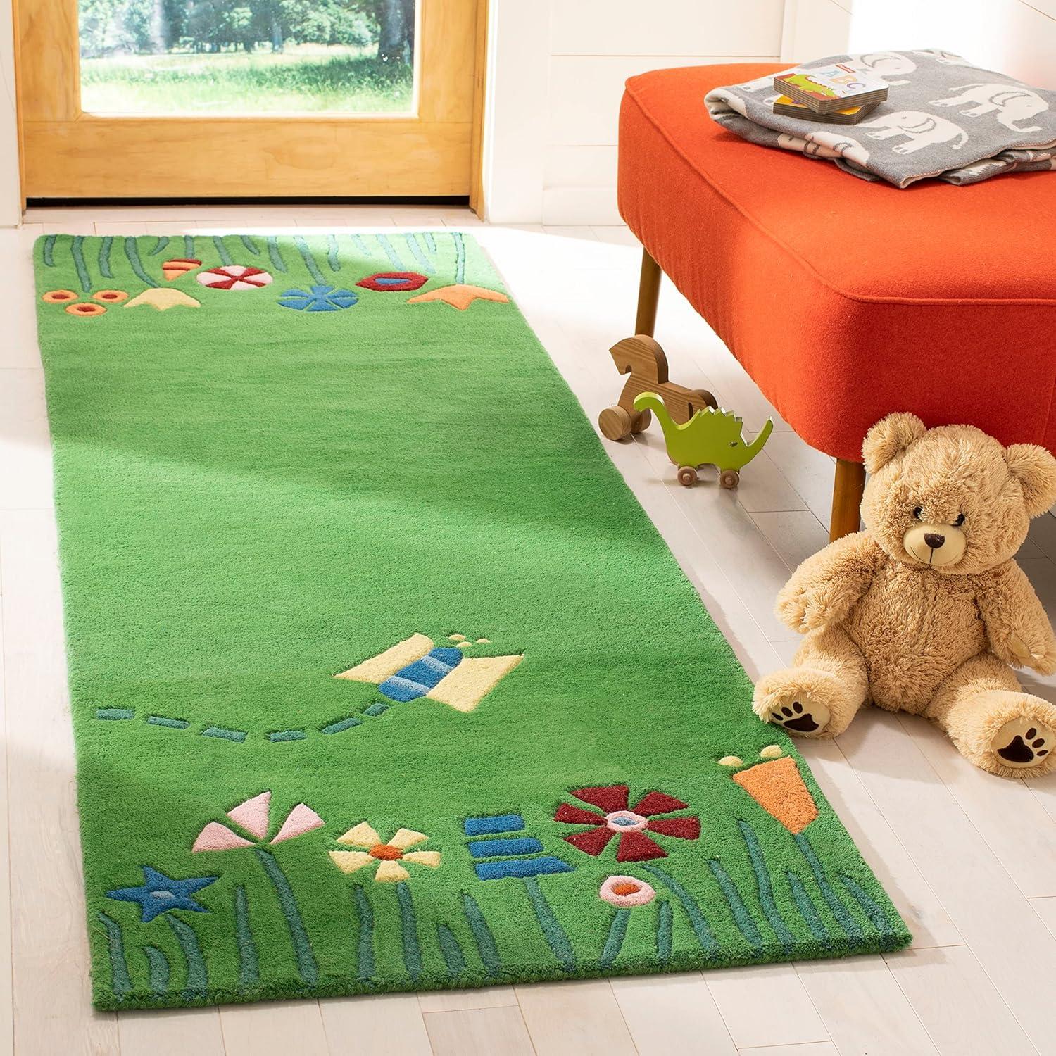 SAFAVIEH Kids Topher Play Grass Runner Rug, Green/Multi, 2'3" x 8'