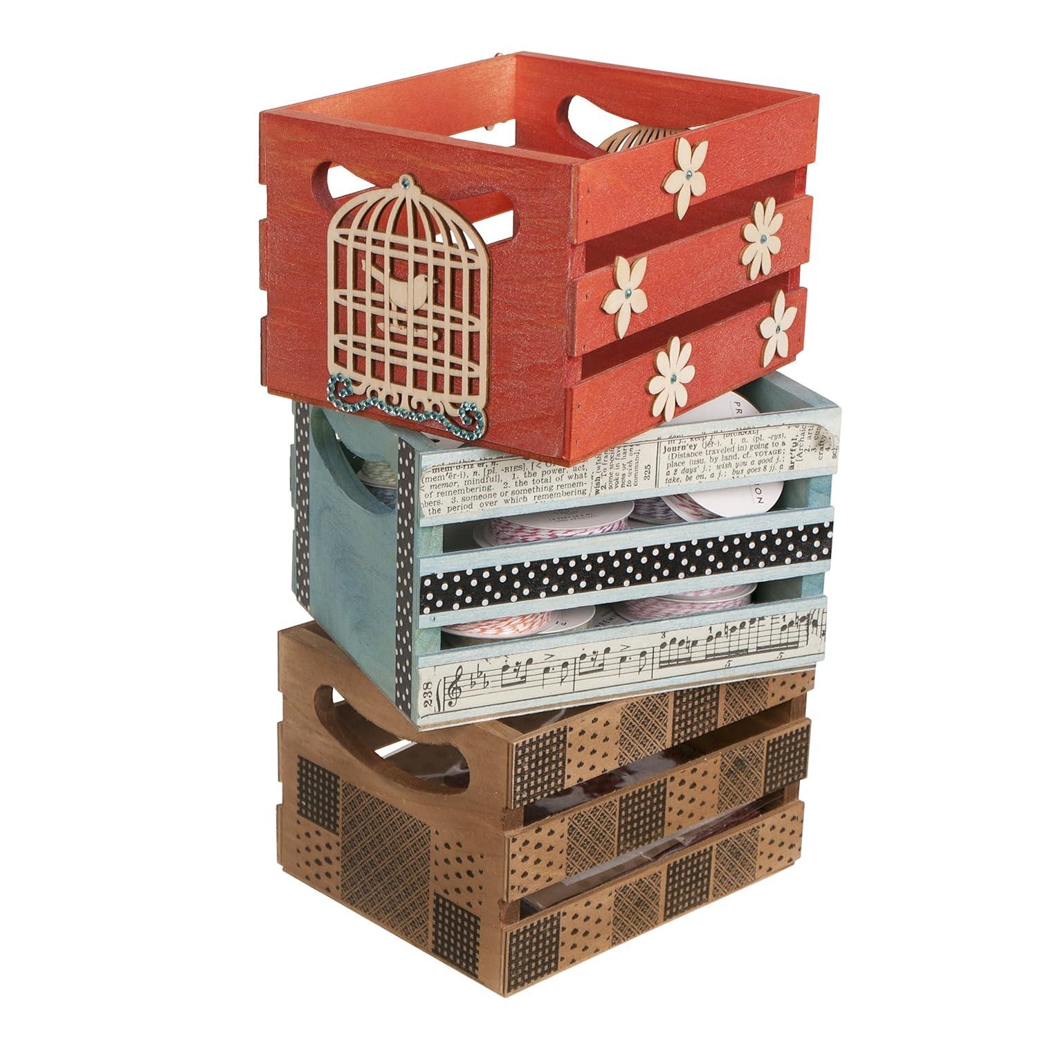 Walnut Hollow Small DIY Unfinished Wooden Storage Crate, Pine and Plywood