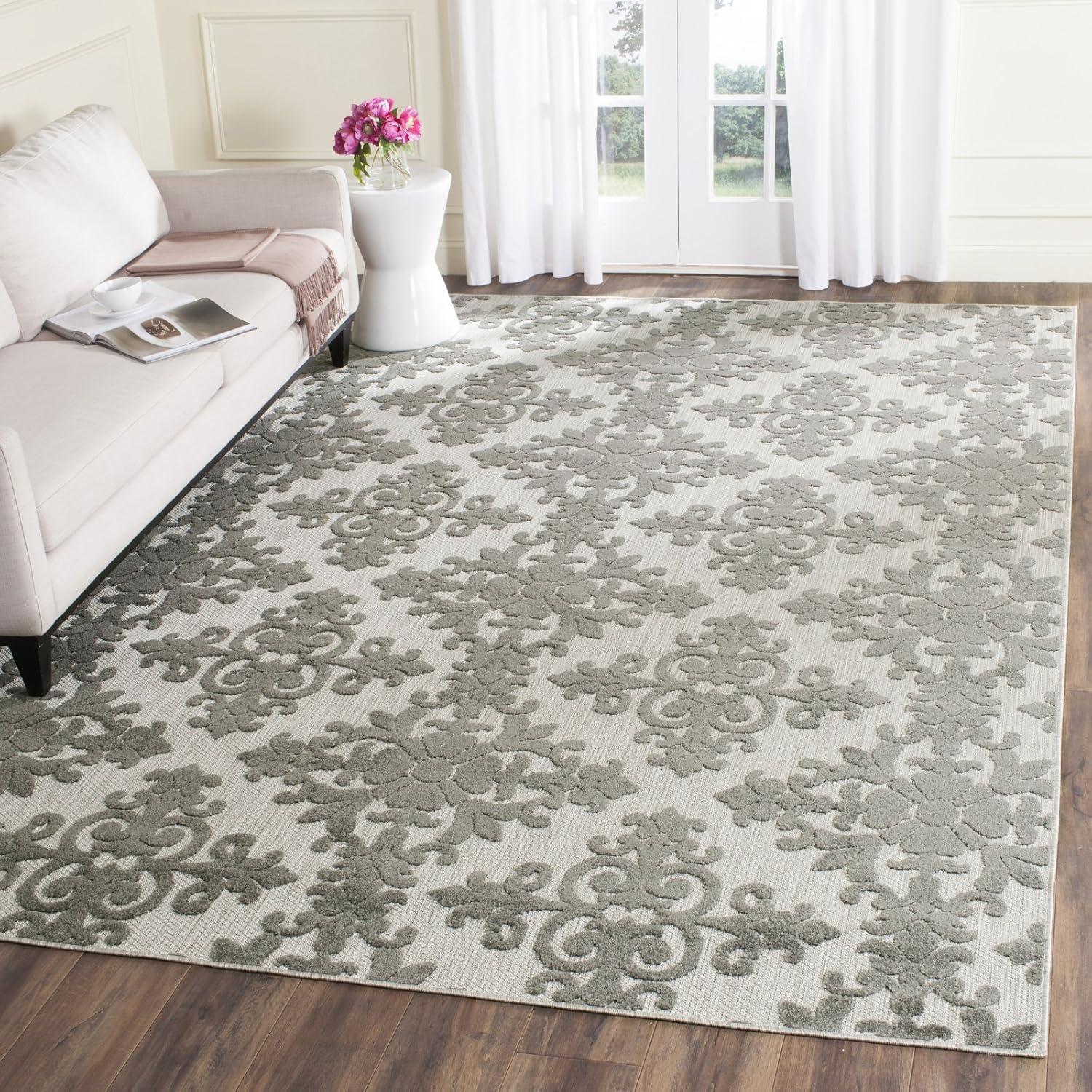 Taupe and Beige Geometric Floral Indoor/Outdoor Area Rug 8' x 11'2"