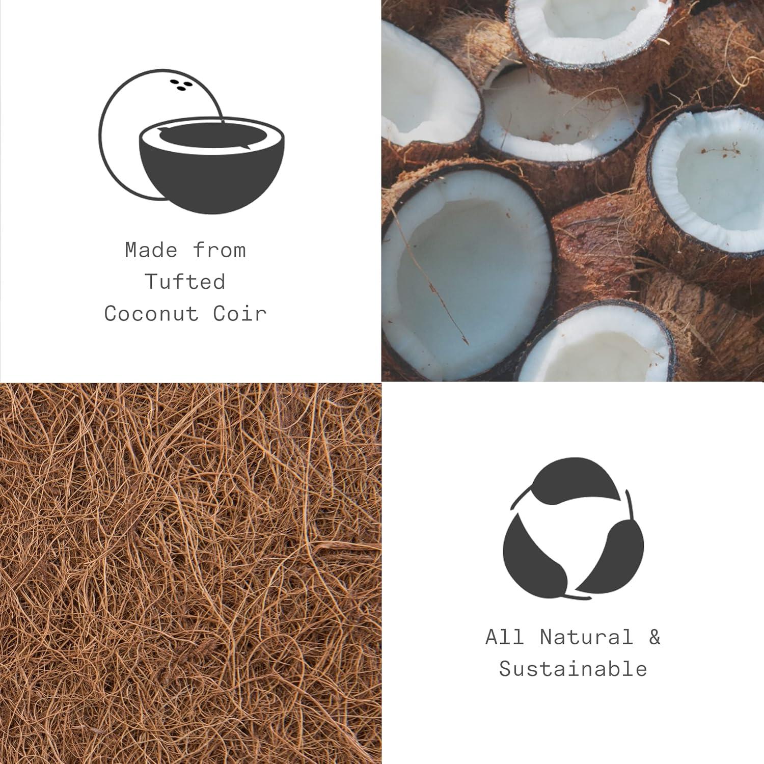 FH Home Floral Extra Thick Doormat - Handwoven, Durable - Natural Coir - Entryway, Front Door, Porch, Patio - Field of Poppies Red (18" x 30" Thick)