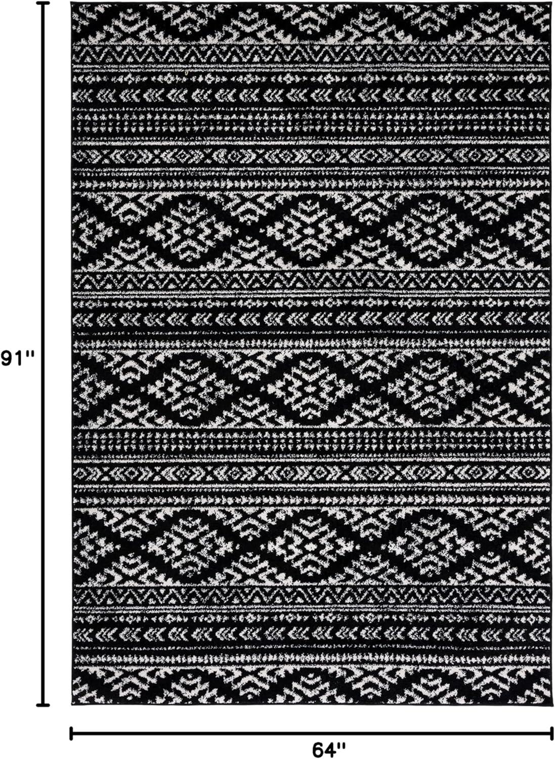 Tulum TUL272 Power Loomed Indoor Area Rug - Black/Ivory - 5'3"x7'6" - Safavieh
