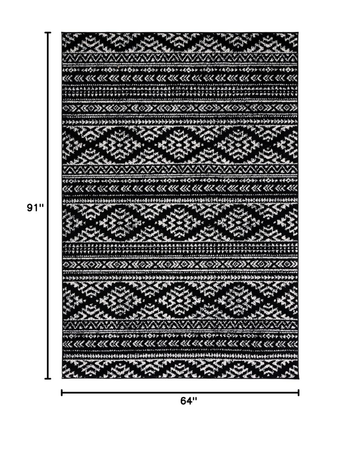 Tulum TUL272 Power Loomed Indoor Area Rug - Black/Ivory - 5'3"x7'6" - Safavieh