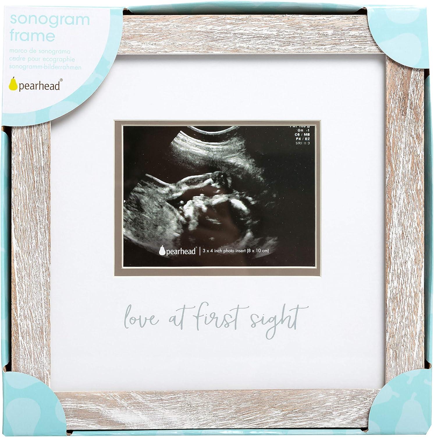 Pearhead Love at First Sight Sonogram Picture Frame - Rustic White