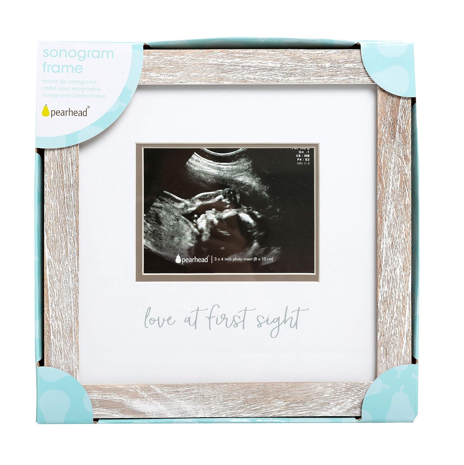 Pearhead Love at First Sight Sonogram Picture Frame - Rustic White