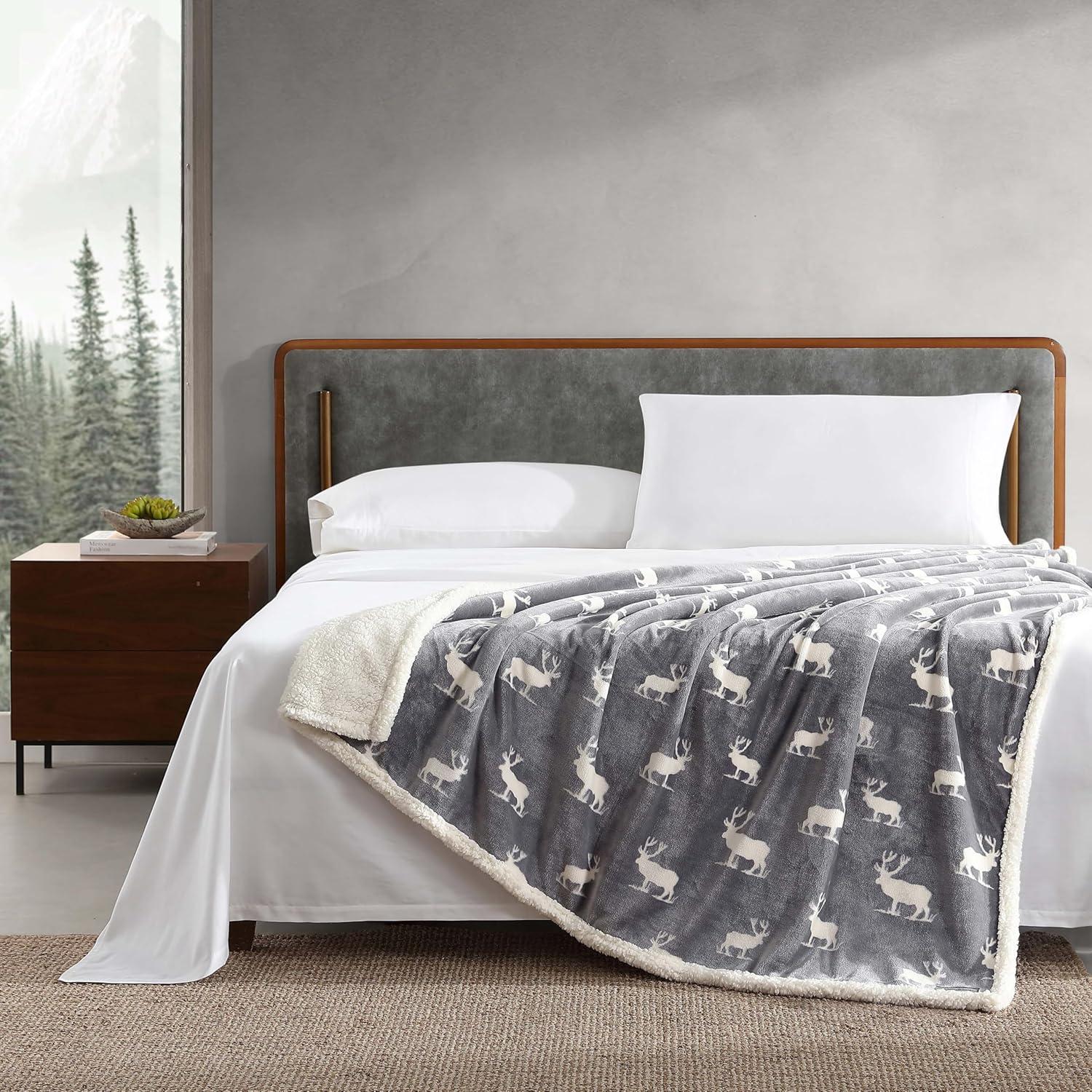 Eddie Bauer Eddie Bauer Printed Plush Fleece/Sherpa Throw Blankets