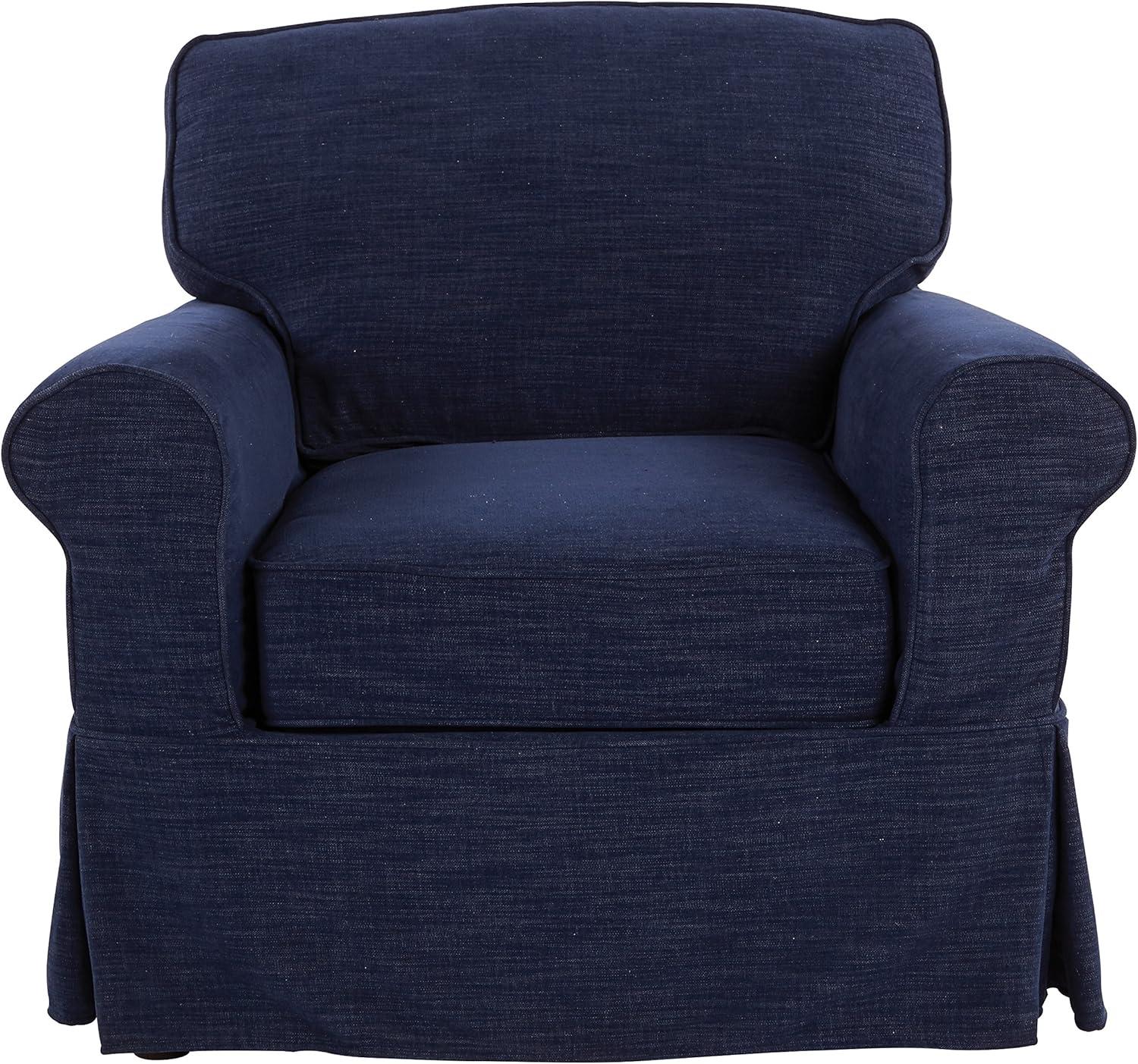 Navy Rubberwood Traditional Accent Chair