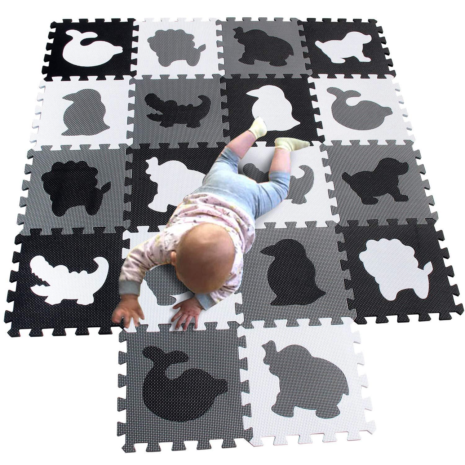 XMTMMD Soft Non-Toxic Foam Baby Play Mat | Toddler Playmat | EVA Foam Interlocking Tiles for Gym, Nursery, Playroom | 18 Squares Foam Floor Mats for Kids & Babies | Colorful Jigsaw Puzzle Play Mat