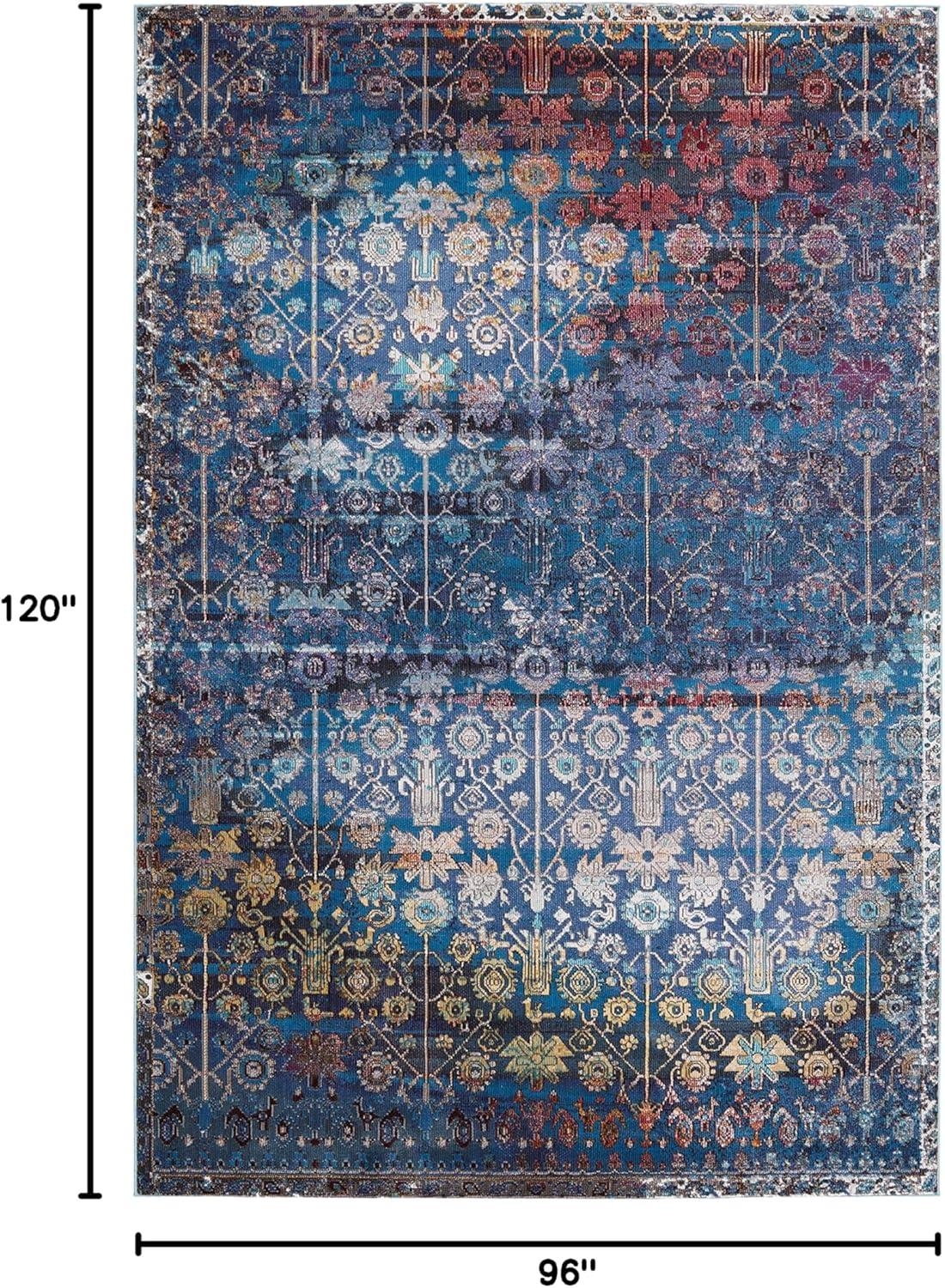 Izar Blue and Multicolor Synthetic 8' x 10' Area Rug
