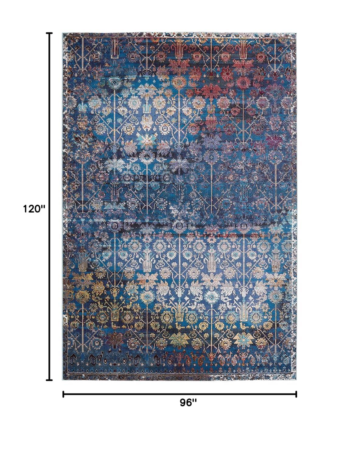 Izar Blue and Multicolor Synthetic 8' x 10' Area Rug