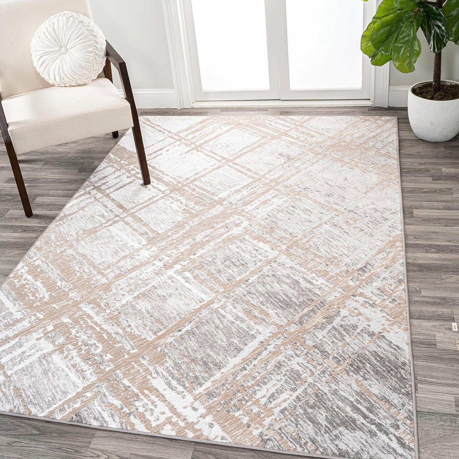 JONATHAN Y Slant Modern Abstract Beige/Gray 4 ft. x 6 ft. Area Rug