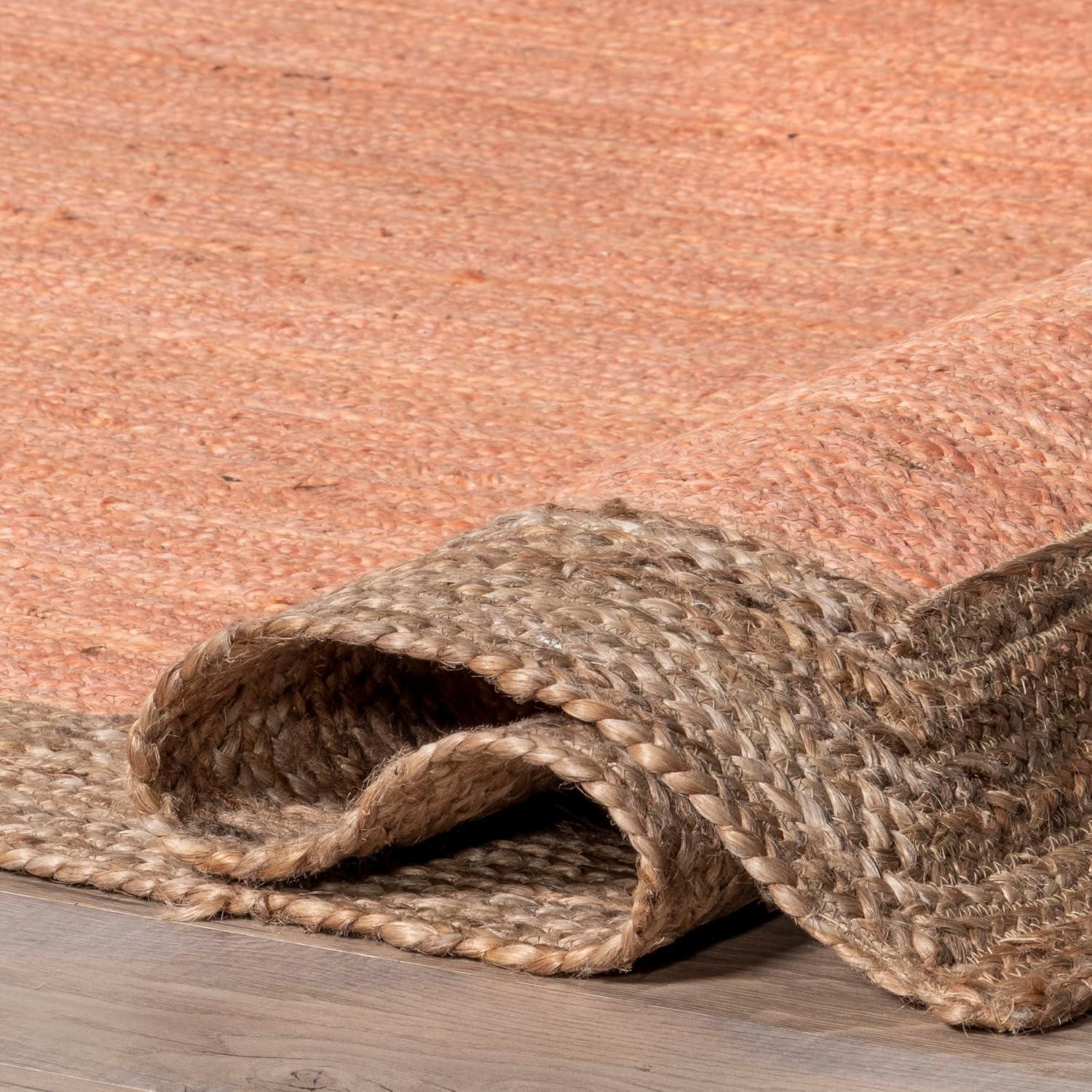 Peach and Natural Jute 6' x 9' Handmade Area Rug