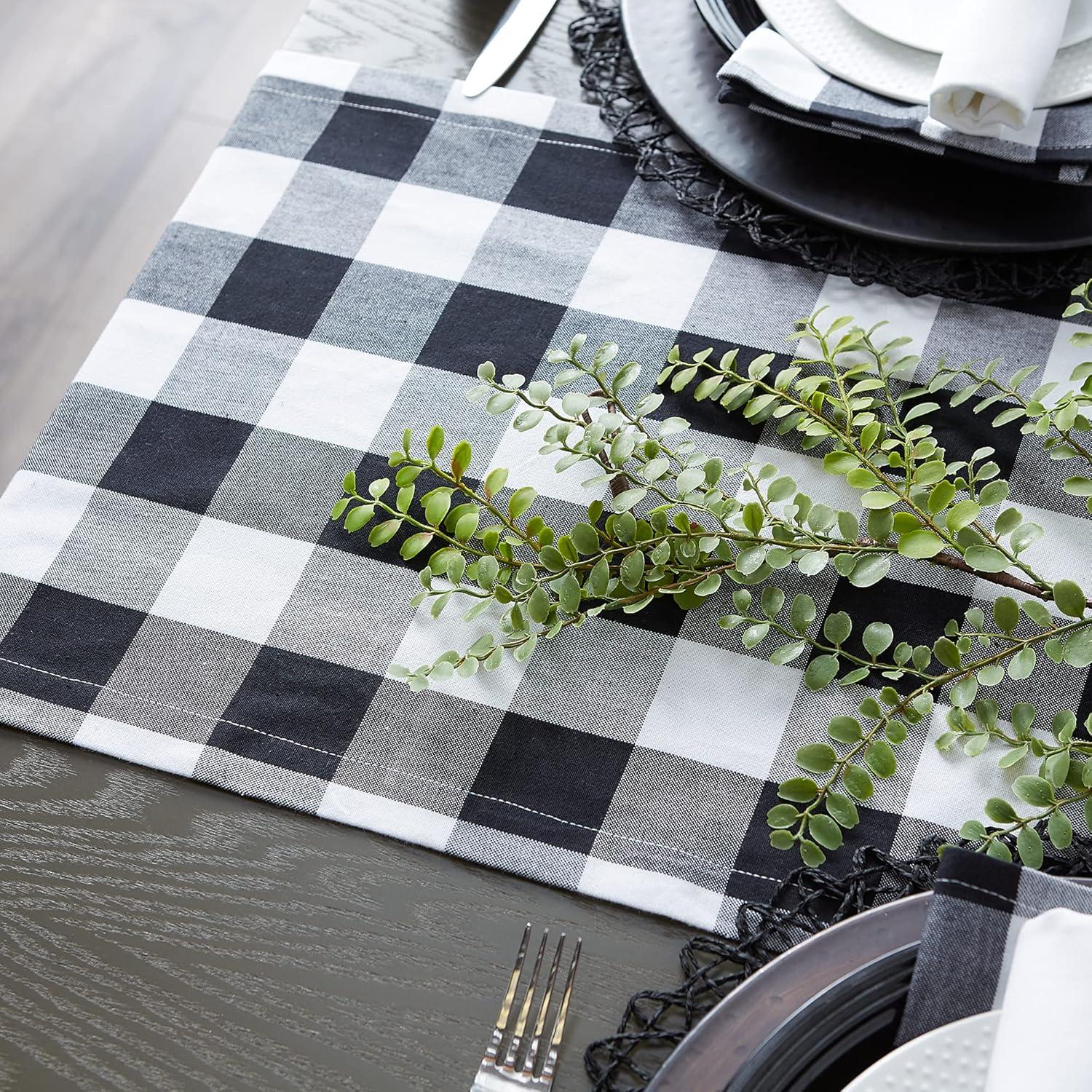 Black and White Cotton Buffalo Check Table Runner