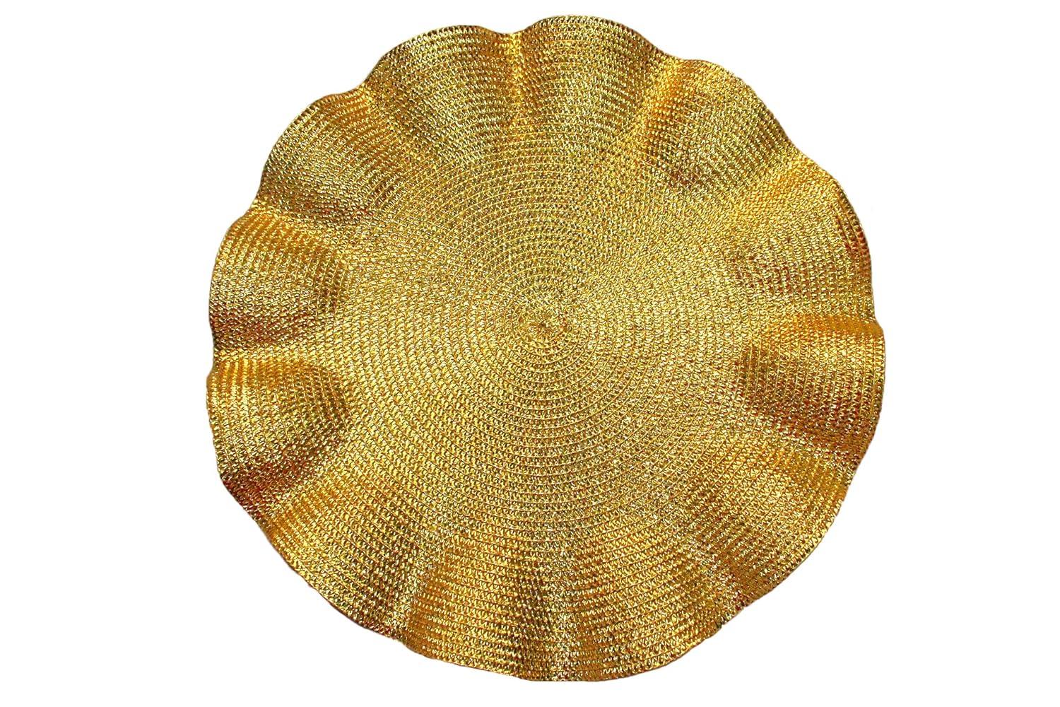 Gold Polyester Round Holiday Party Placemats Set of 12
