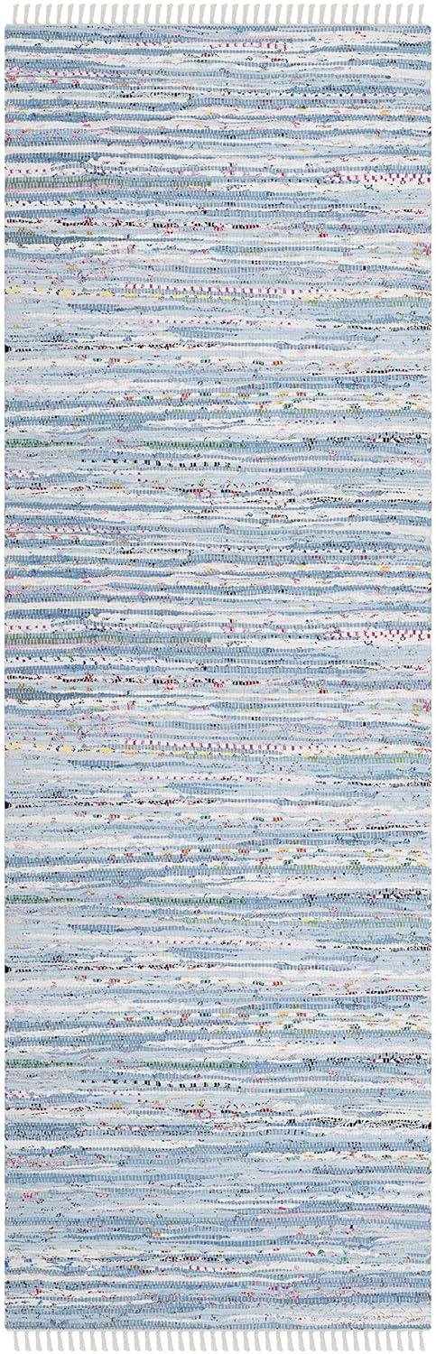 Rag Runner Rug RAR125 Hand Woven Runner Rug - Light Blue/Multi - 2'6"x14' - Safavieh.
