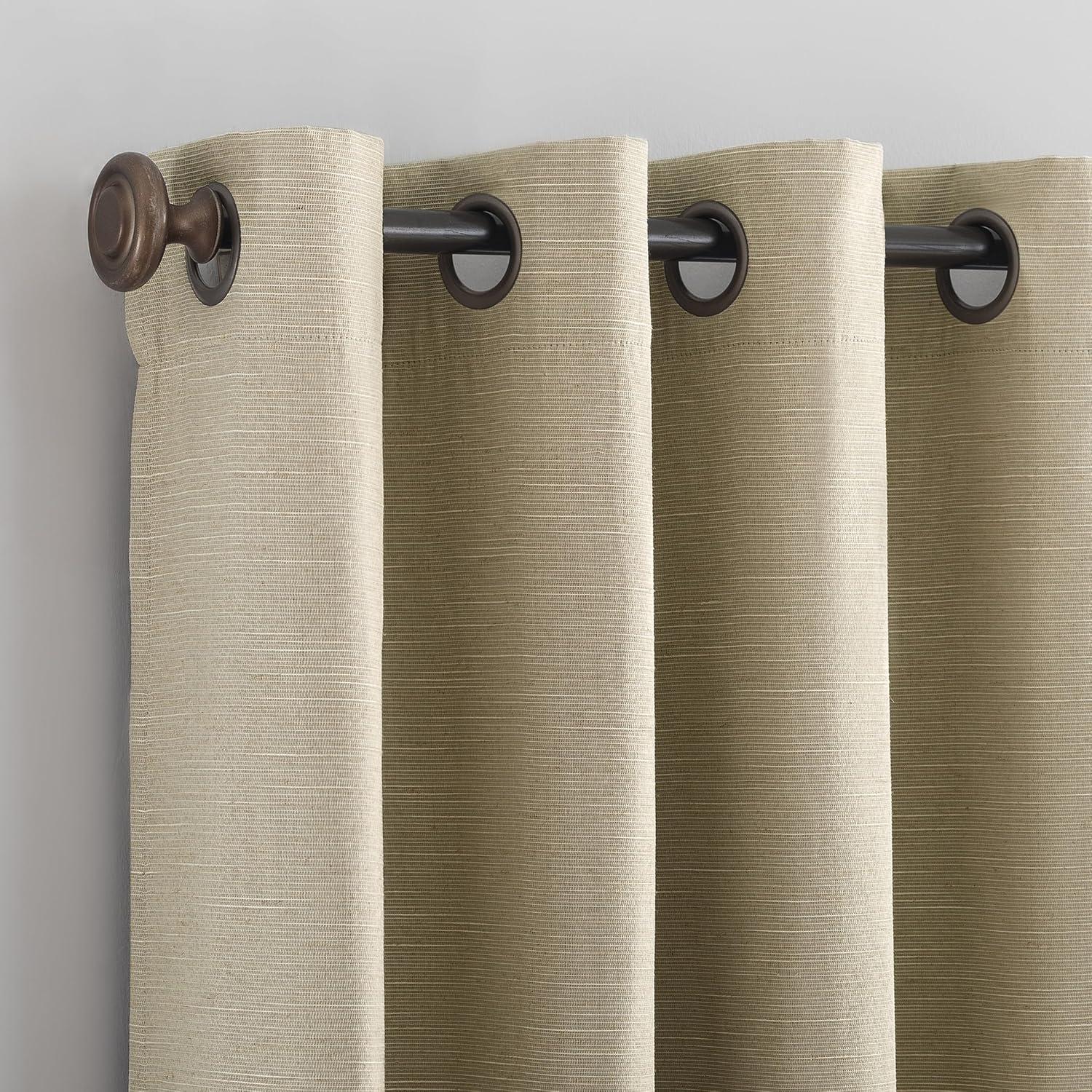 50"x84" Archaeo Total Blackout Textured Linen Blend Grommet Top Curtain Panel Stone: Modern Noise-Reducing Indoor Panel