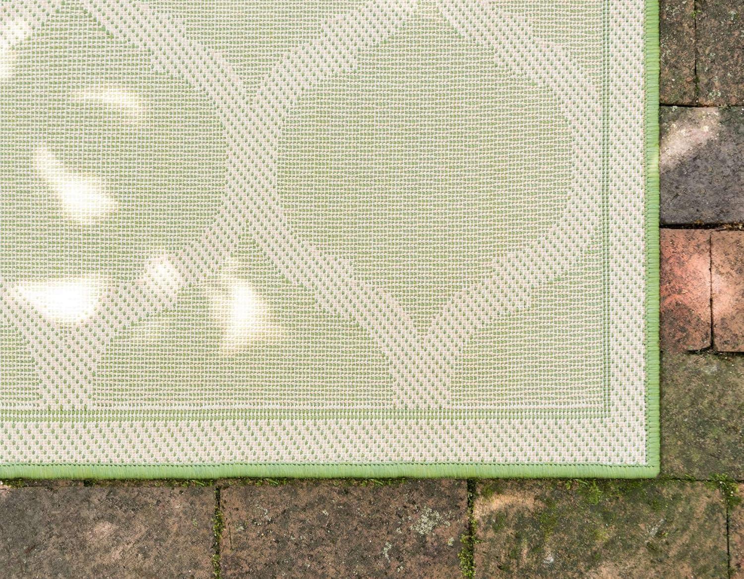 Unique Loom 6' 1 x 9' 0 Beige and Green Outdoor Trellis Moroccan Area Rug