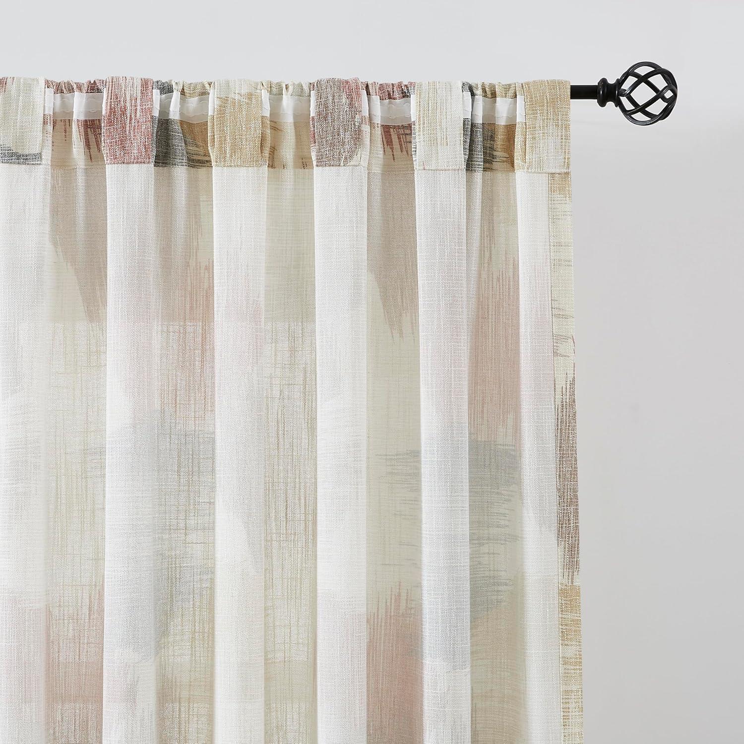 Orren Ellis Floral Semi-Sheer Curtains Bohemian Light Filtering Window Treatments Set,2 Panels)