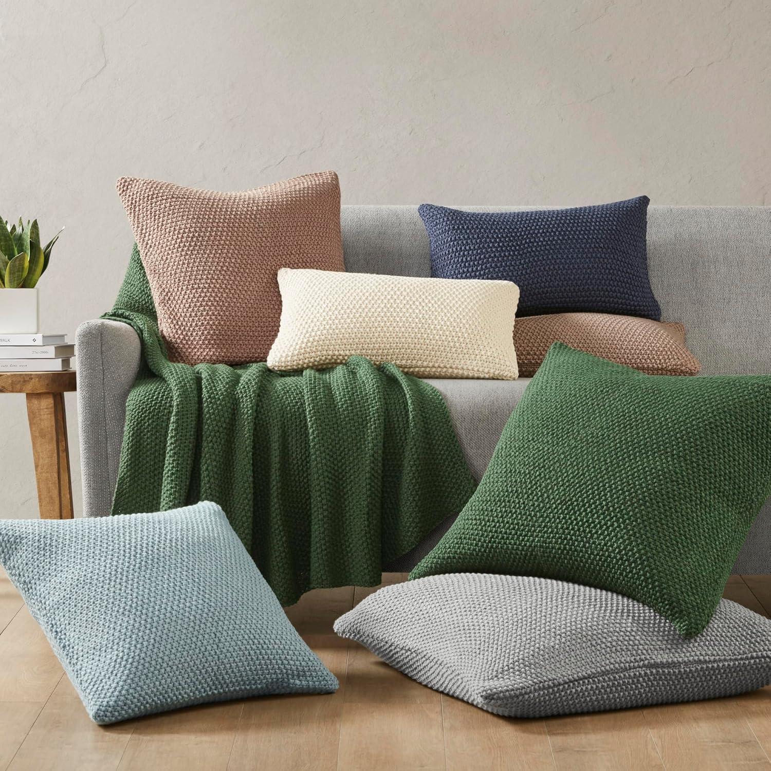 20"x20" Oversize Bree Knit Square Throw Pillow Cover Indigo - Ink+Ivy: Hidden Zipper, Machine Washable