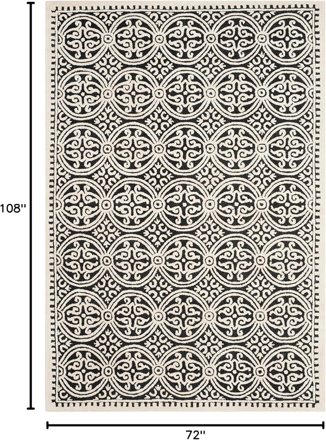 SAFAVIEH Cambridge Leslie Geometric Wool Area Rug, Black/Ivory, 6' x 9'