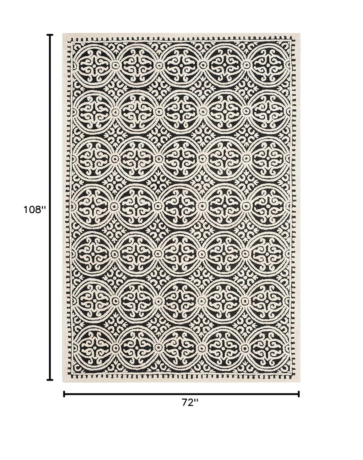SAFAVIEH Cambridge Leslie Geometric Wool Area Rug, Black/Ivory, 6' x 9'