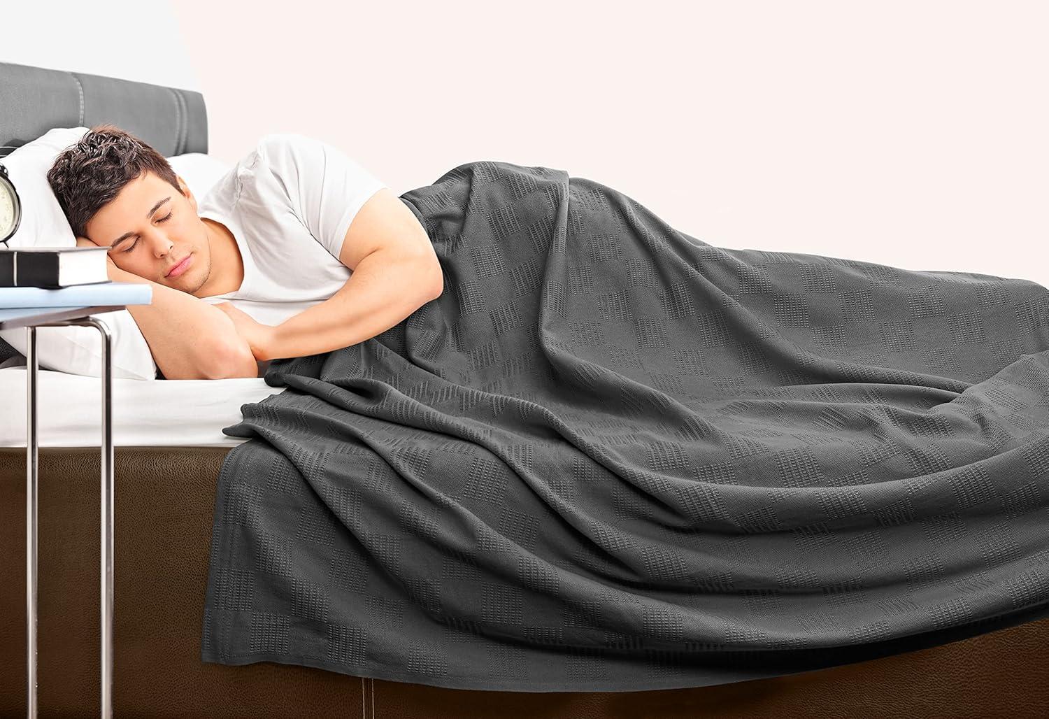 King Size Smoke Gray Cotton Thermal Blanket