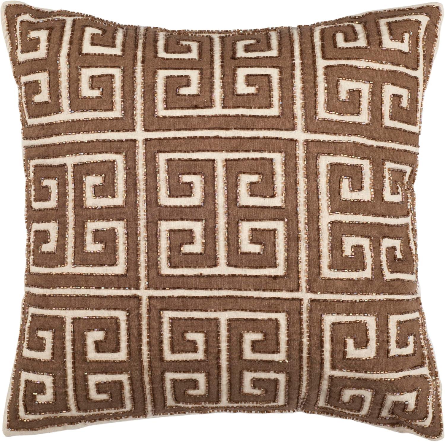 Square Embroidered Natural Hemp Throw Pillows Set