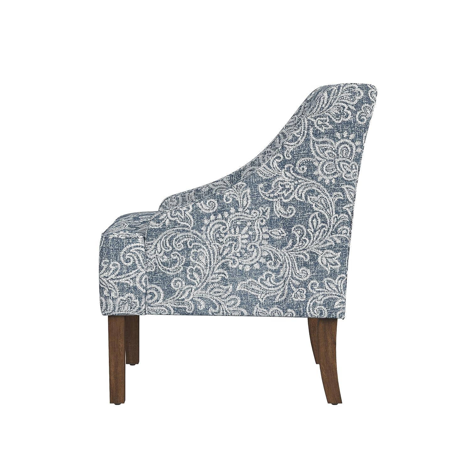 Classic Swoop Arm Chair Jacobean Print Denim - HomePop: Upholstered Polyester, Foam Fill, Hardwood Frame