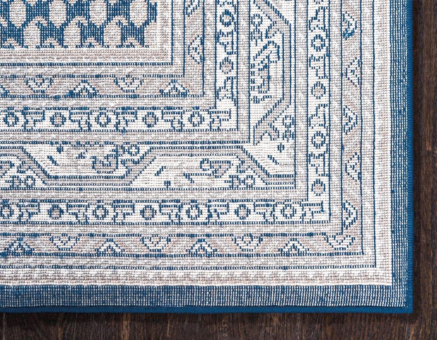 Handmade Williamsburg Easy Care Blue Synthetic 5'3" x 8' Rug